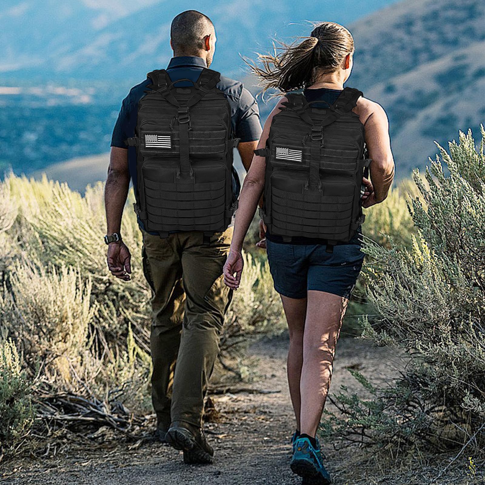 Foto 7 | Mochila Táctica Wolt 45l Military Molle Para Hombre Negra - Venta Internacional.