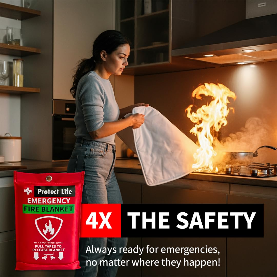 Foto 2 | Manta Ignífuga Protect Life Emergency De Fibra De Vidrio De 40 X 40 Cm (paquete De 4) - Venta Internacional.