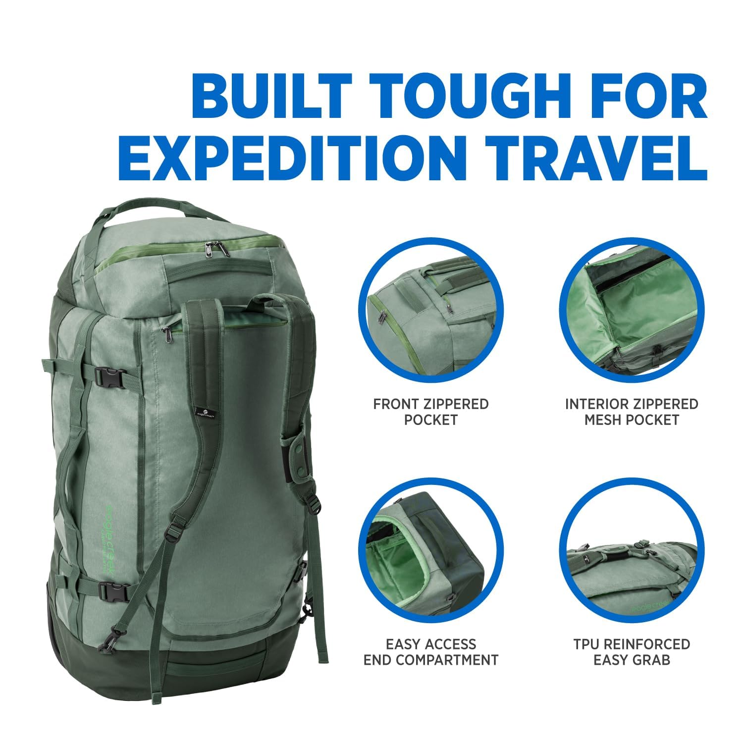 Foto 6 pulgar | Bolsa De Viaje Eagle Creek Cargo Hauler Con Ruedas, 130 L, Color Verde Pato - Venta Internacional.