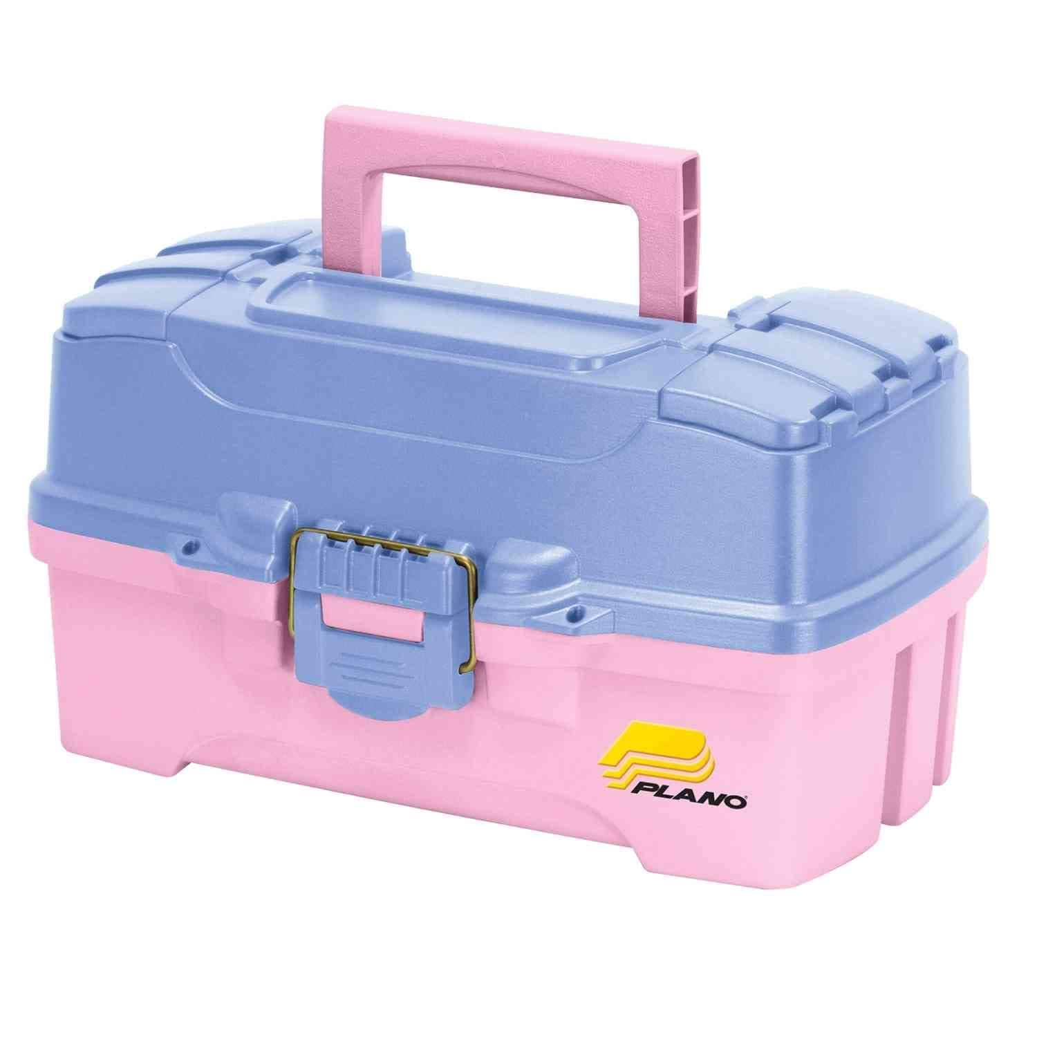 Tackle Box Plano De 2 Bandejas Con Doble Acceso Desde Arriba, Bígaro Y Rosa - Venta Internacional. $1,093