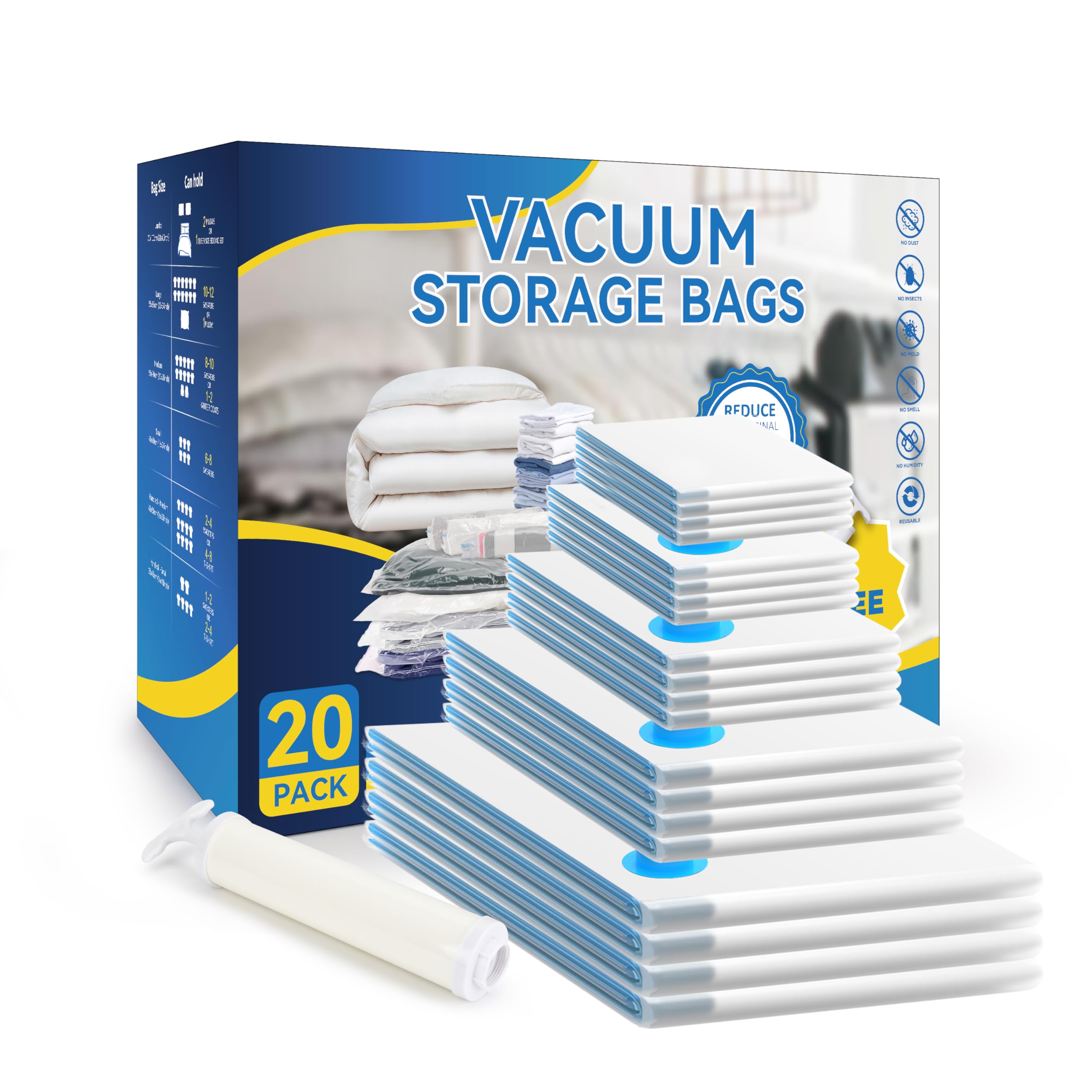 Bolsas De Almacenamiento Al Vacío Simple Deluxe, Paquete De 20 Unidades, Que Ahorran Espacio - Venta Internacional. $773