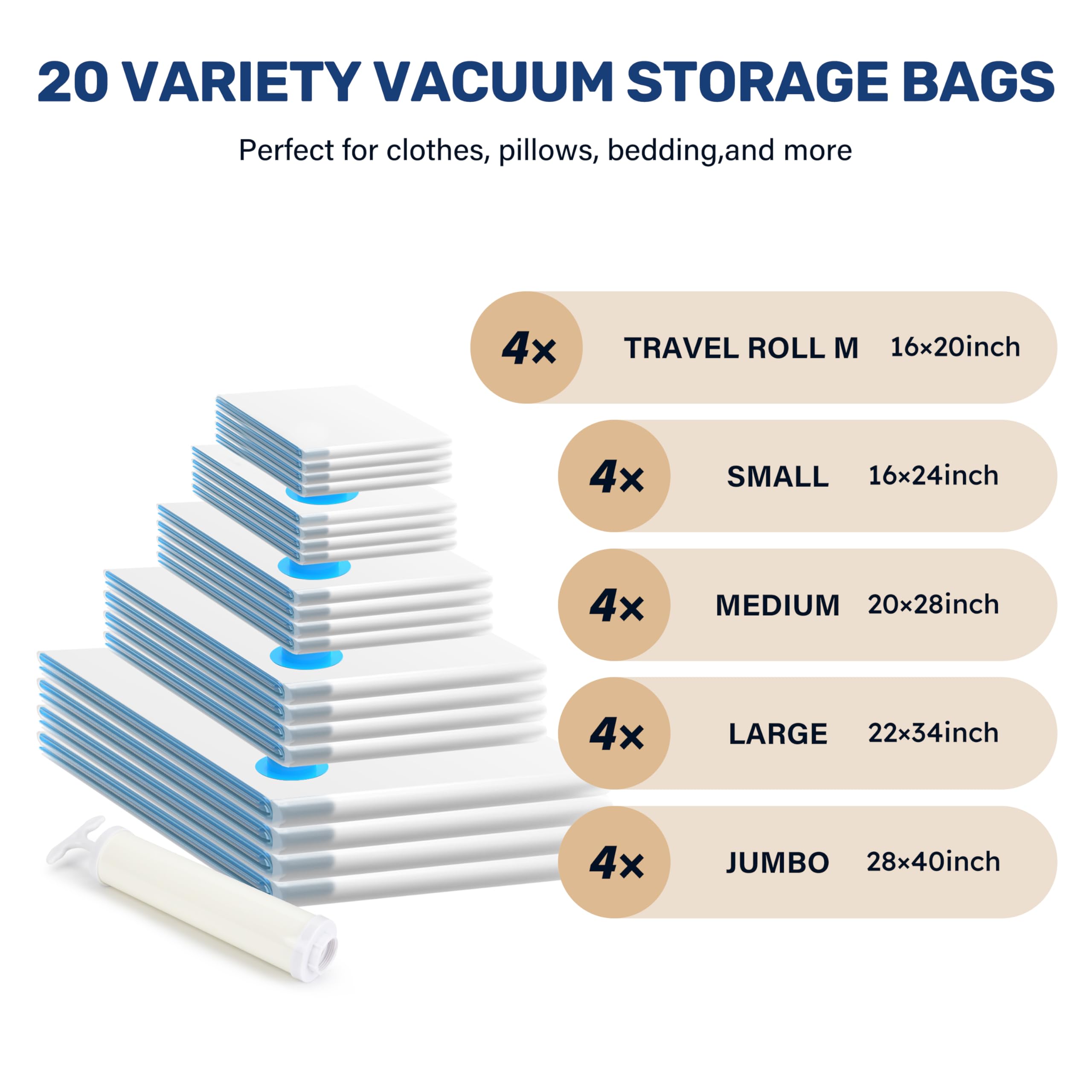 Foto 3 pulgar | Bolsas De Almacenamiento Al Vacío Simple Deluxe, Paquete De 20 Unidades, Que Ahorran Espacio - Venta Internacional.