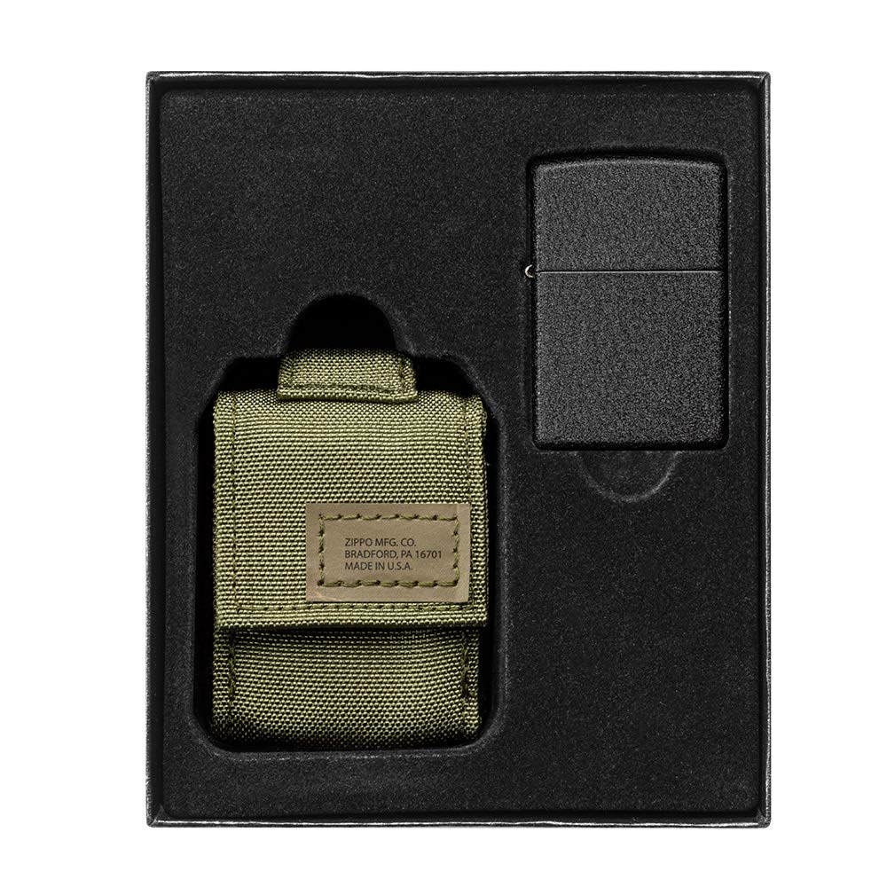 Foto 2 pulgar | Set De Regalo Zippo, Encendedor A Prueba De Viento, Negro Craquelado, Con Bolsa Verde Od - Venta Internacional.
