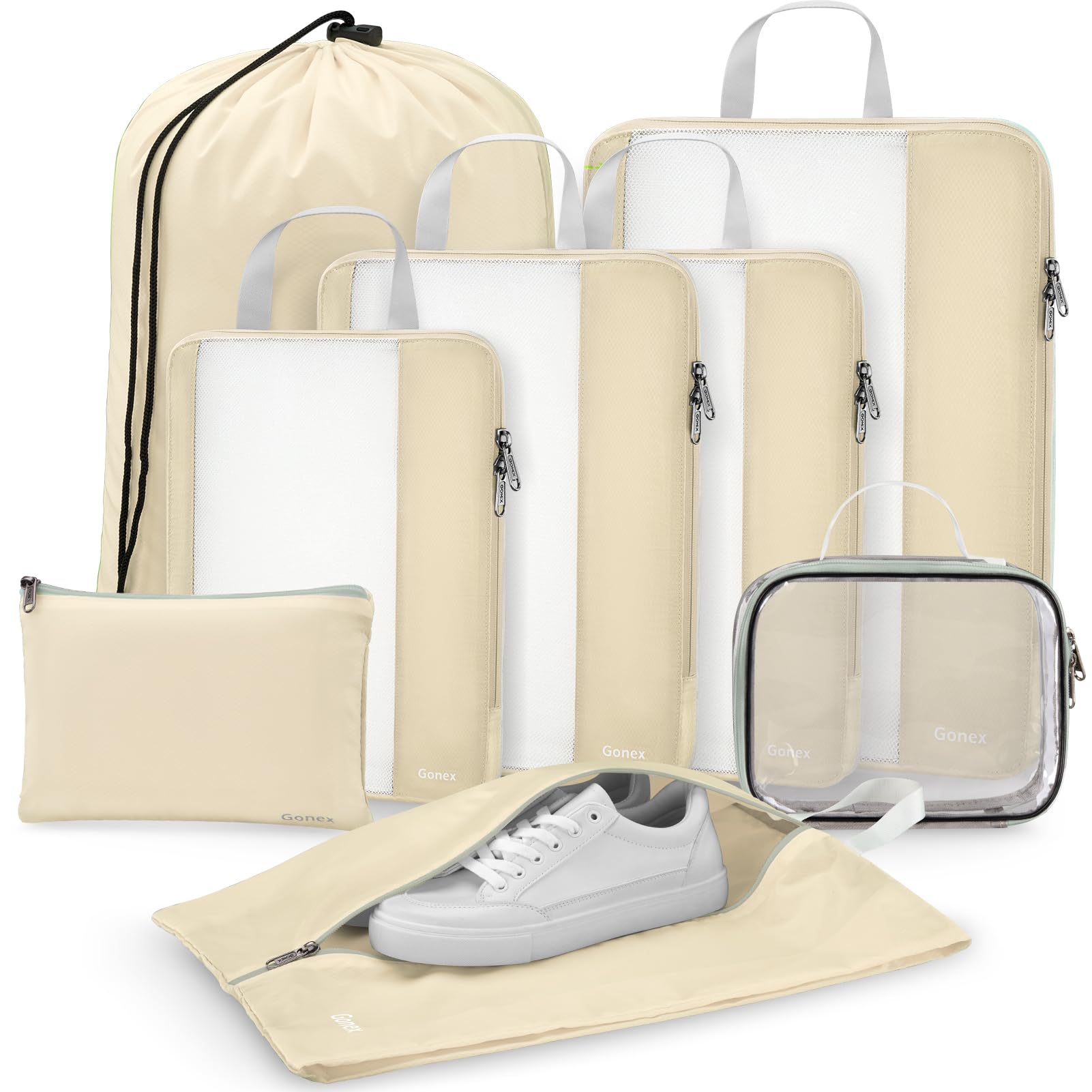 Juego De Cubos De Compresión Gonex 8 Para Viajes, Color Beige - Venta Internacional. $1,106