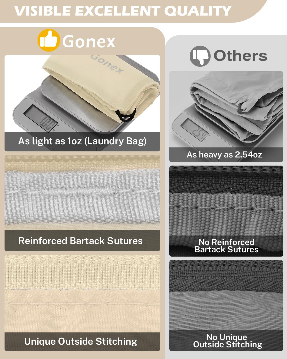 Foto 7 pulgar | Juego De Cubos De Compresión Gonex 8 Para Viajes, Color Beige - Venta Internacional.