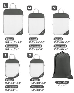 Foto 3 | Cubos De Compresión Gonex 1l+2m+2s Con Bolsa De Lavandería Gris - Venta Internacional.
