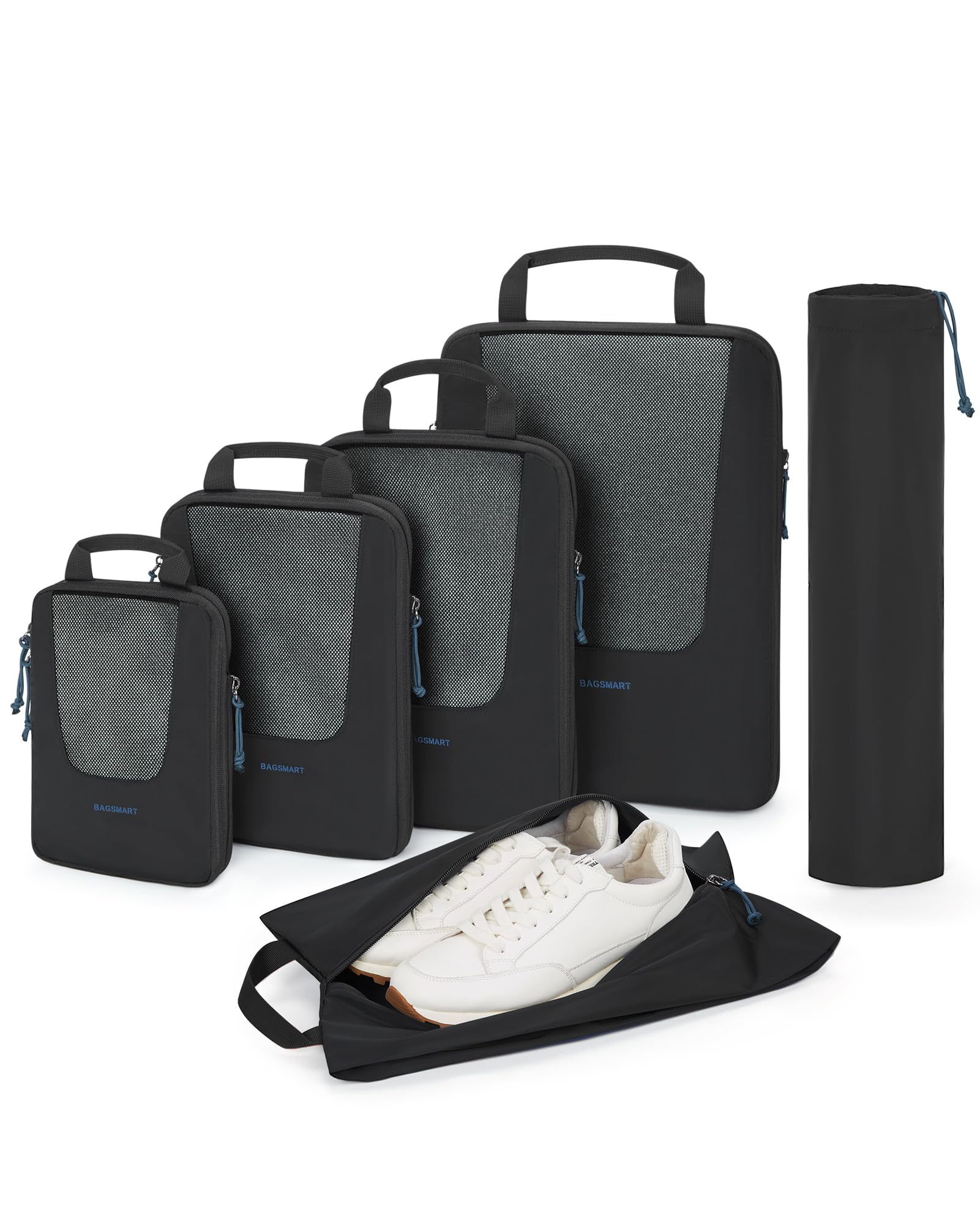 Juego De 6 Cubos De Embalaje De Compresión Bagsmart Para Viajes, Negros - Venta Internacional. $1,092