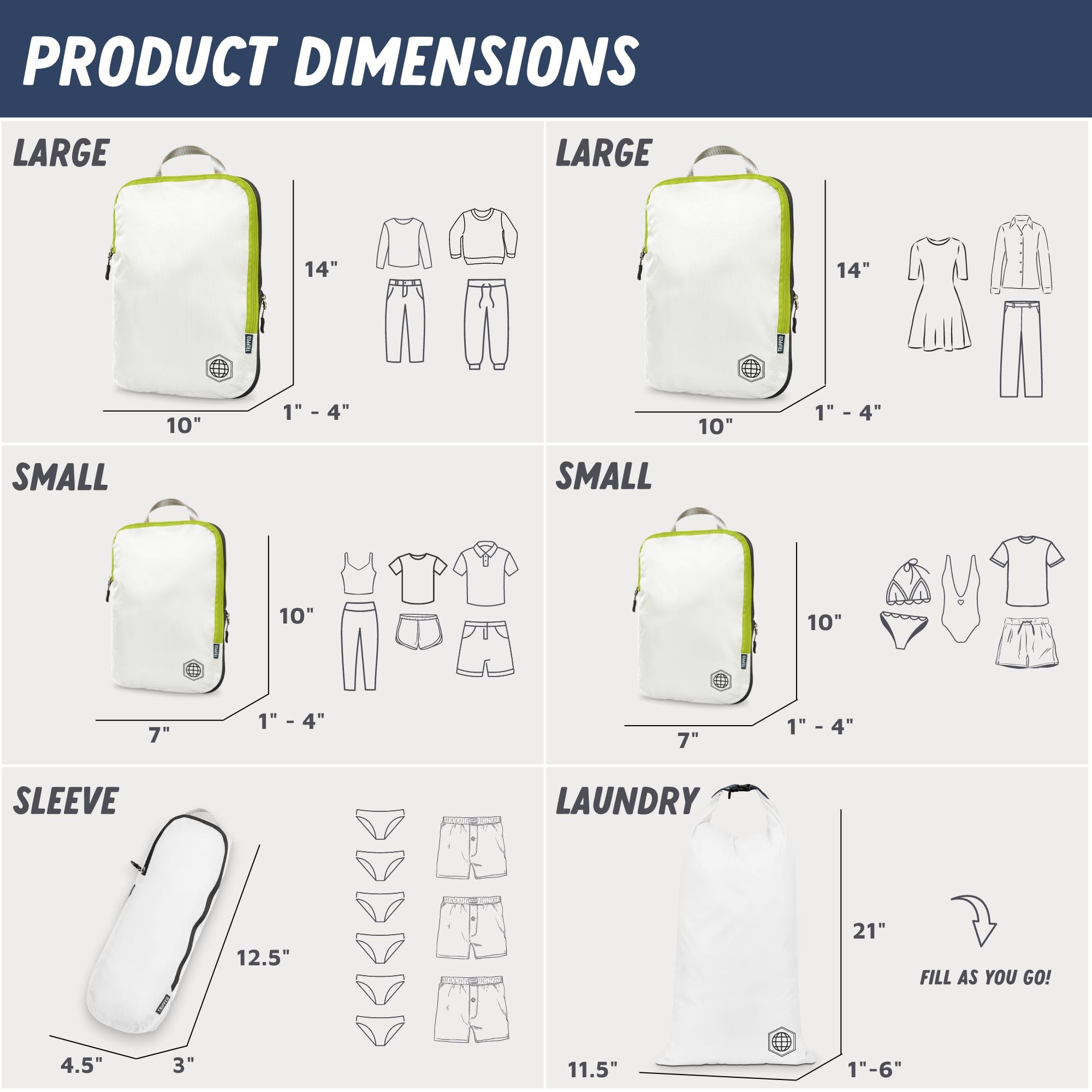 Foto 4 pulgar | Juego De 6 Piezas Con Cubos De Embalaje De Compresión Tripped Travel Gear - Venta Internacional.
