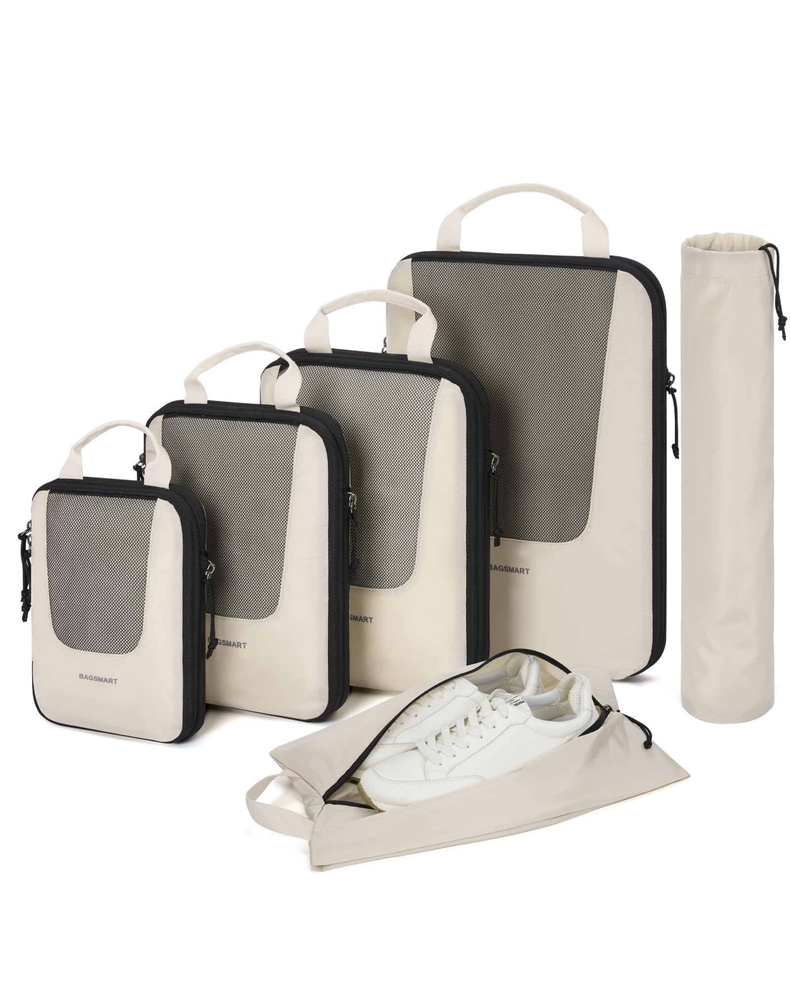 Foto 2 pulgar | Juego De 6 Cubos De Embalaje De Compresión Bagsmart Para Viajes, Color Beige - Venta Internacional.