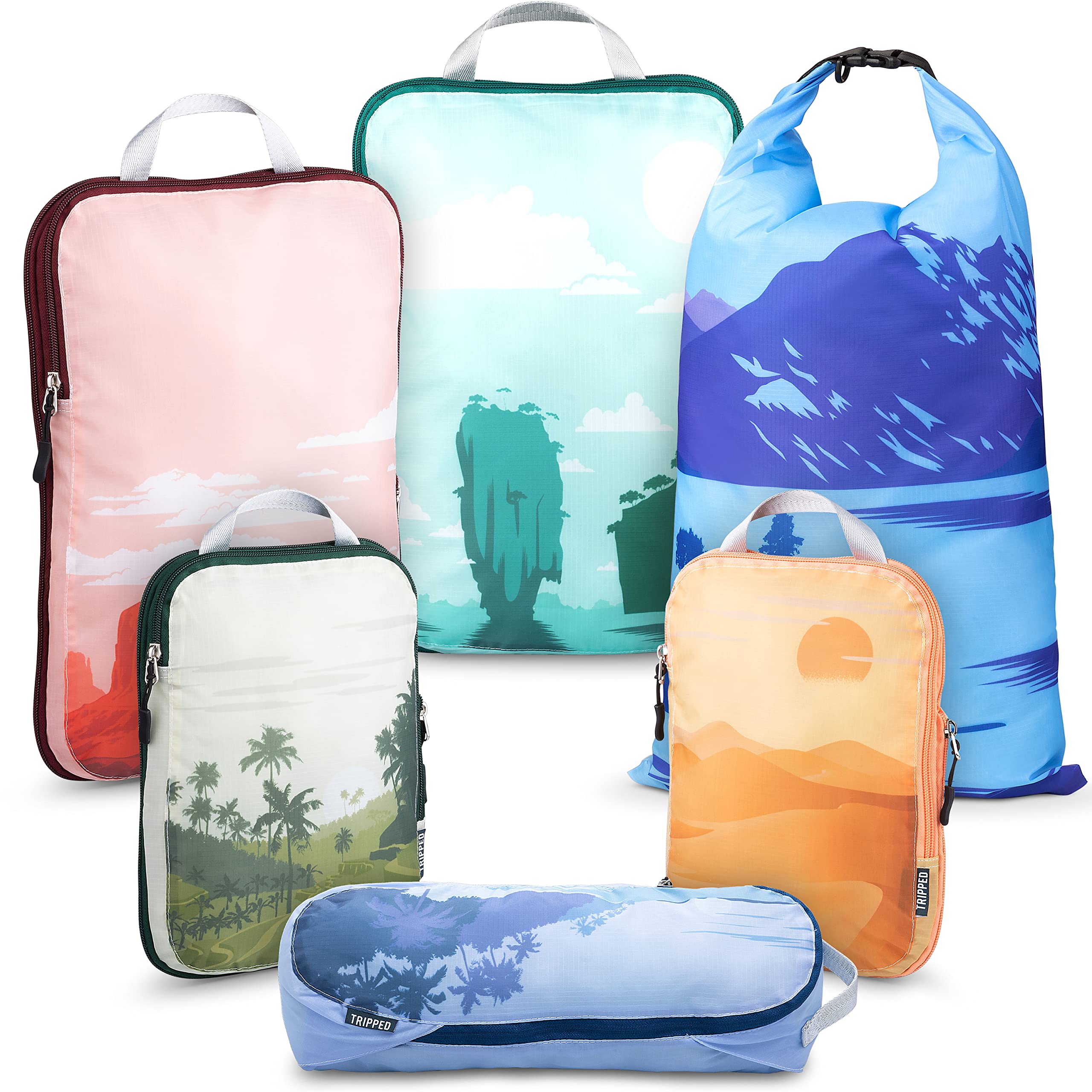 Foto 2 pulgar | Juego De 6 Piezas Con Cubos De Embalaje De Compresión Tripped Travel Gear - Venta Internacional.