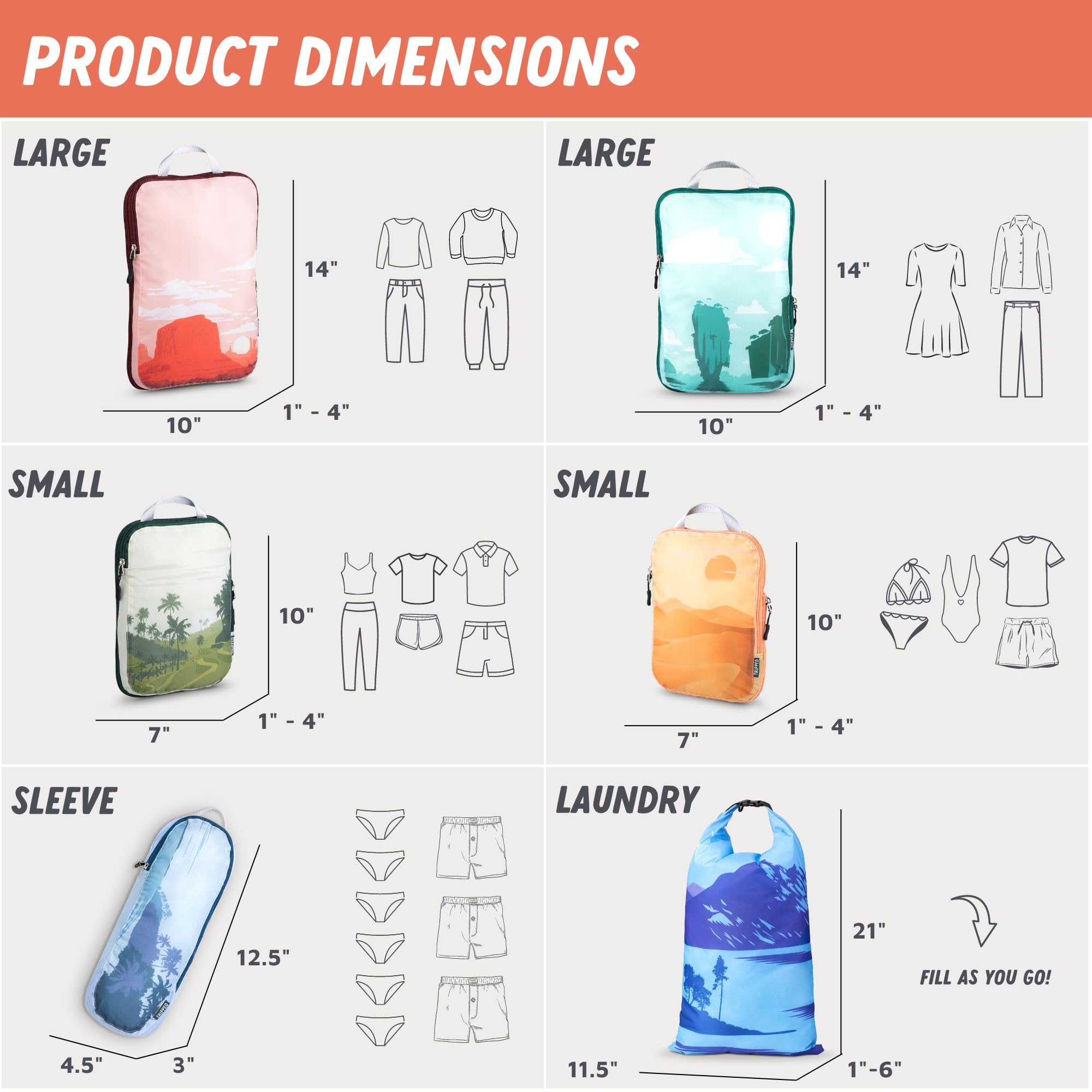 Foto 4 pulgar | Juego De 6 Piezas Con Cubos De Embalaje De Compresión Tripped Travel Gear - Venta Internacional.