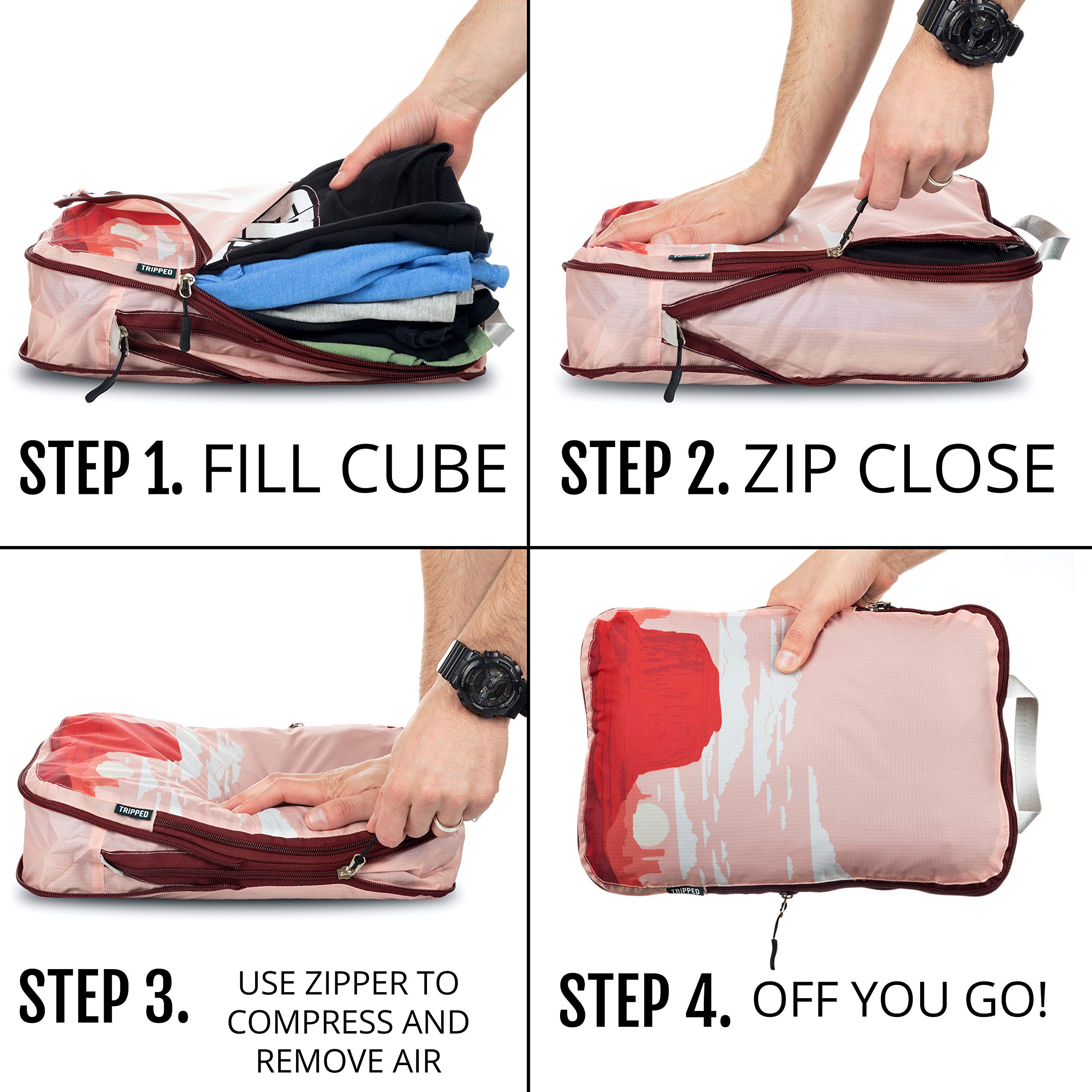 Foto 5 pulgar | Juego De 6 Piezas Con Cubos De Embalaje De Compresión Tripped Travel Gear - Venta Internacional.
