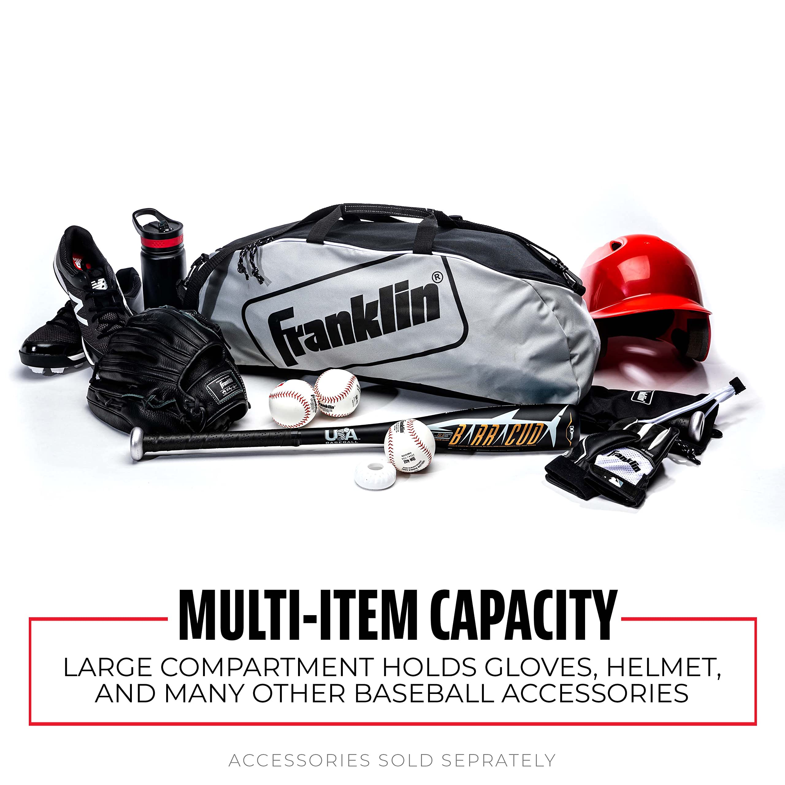 Foto 2 | Bolsa Para Bates De Béisbol Franklin Sports Youth, Gris, Con Capacidad Para 3 Bates - Venta Internacional.
