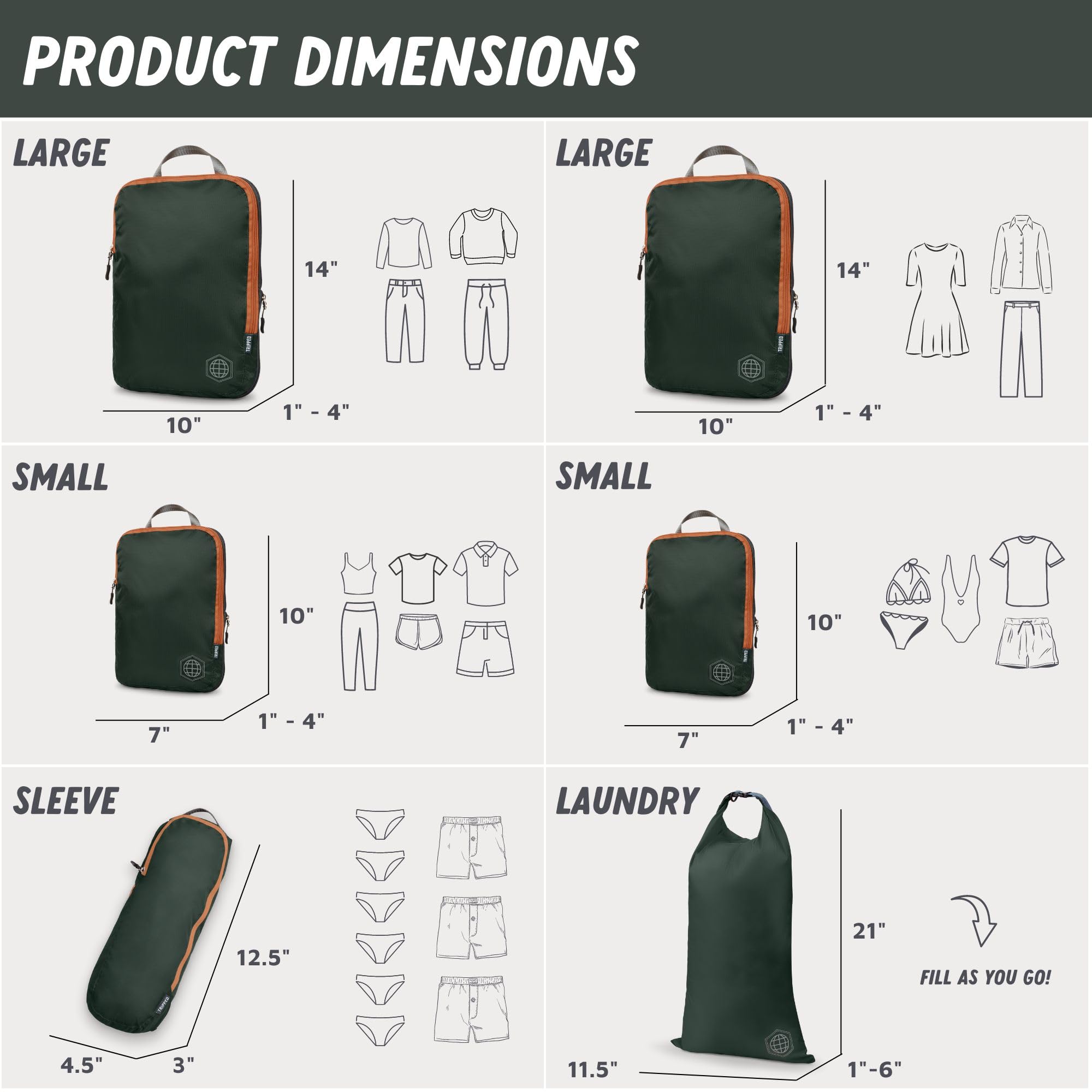 Foto 4 pulgar | Juego De 6 Piezas Con Cubos De Embalaje De Compresión Tripped Travel Gear - Venta Internacional.