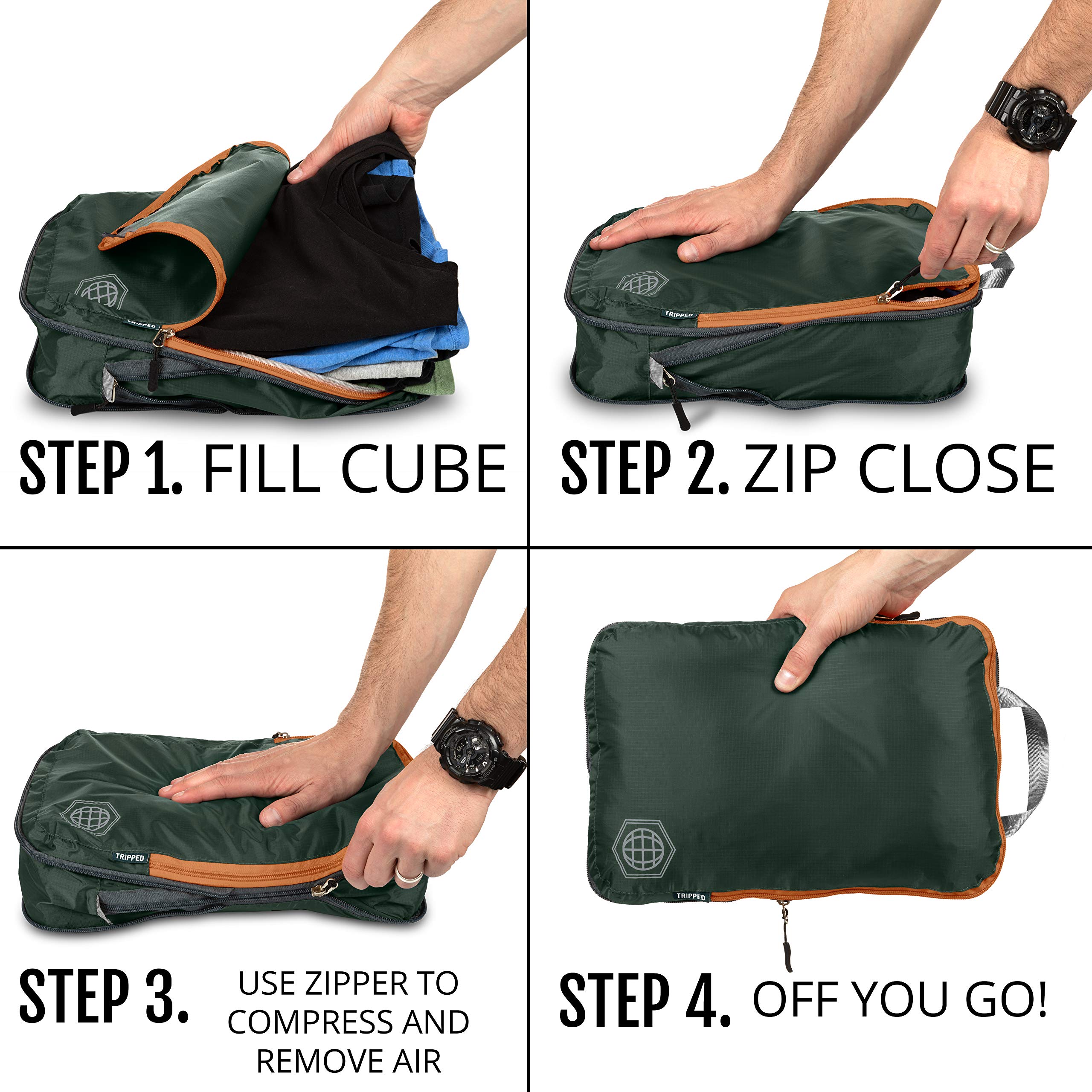 Foto 6 pulgar | Juego De 6 Piezas Con Cubos De Embalaje De Compresión Tripped Travel Gear - Venta Internacional.