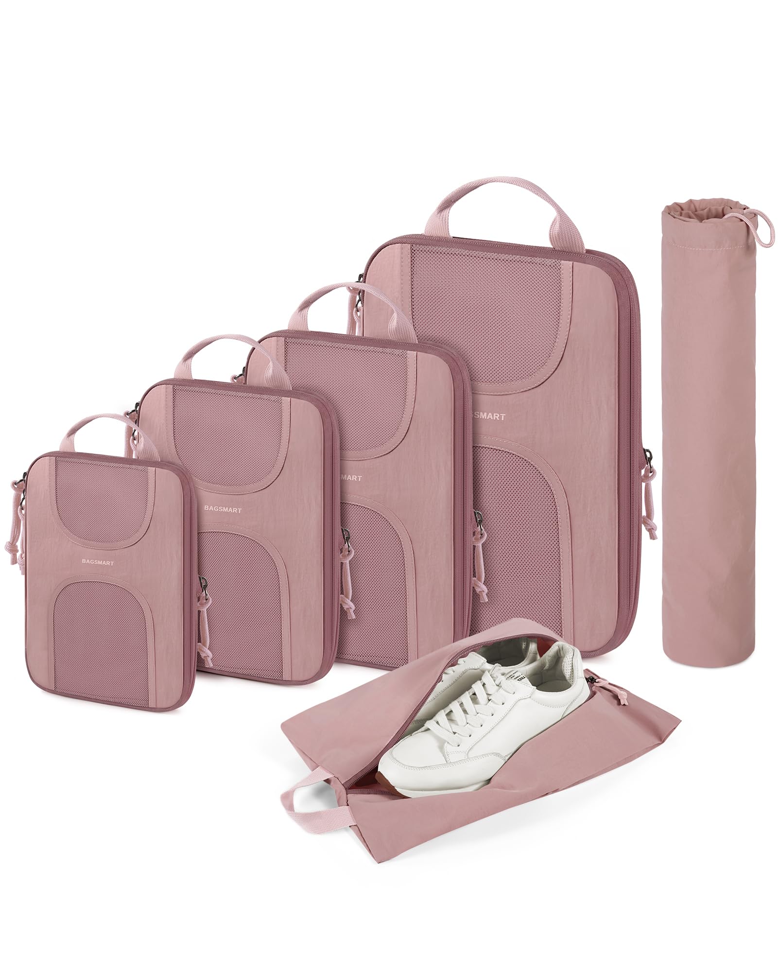 Foto 2 pulgar | Juego De 6 Cubos De Compresión Bagsmart Travel, Color Rosa Polvoriento - Venta Internacional.