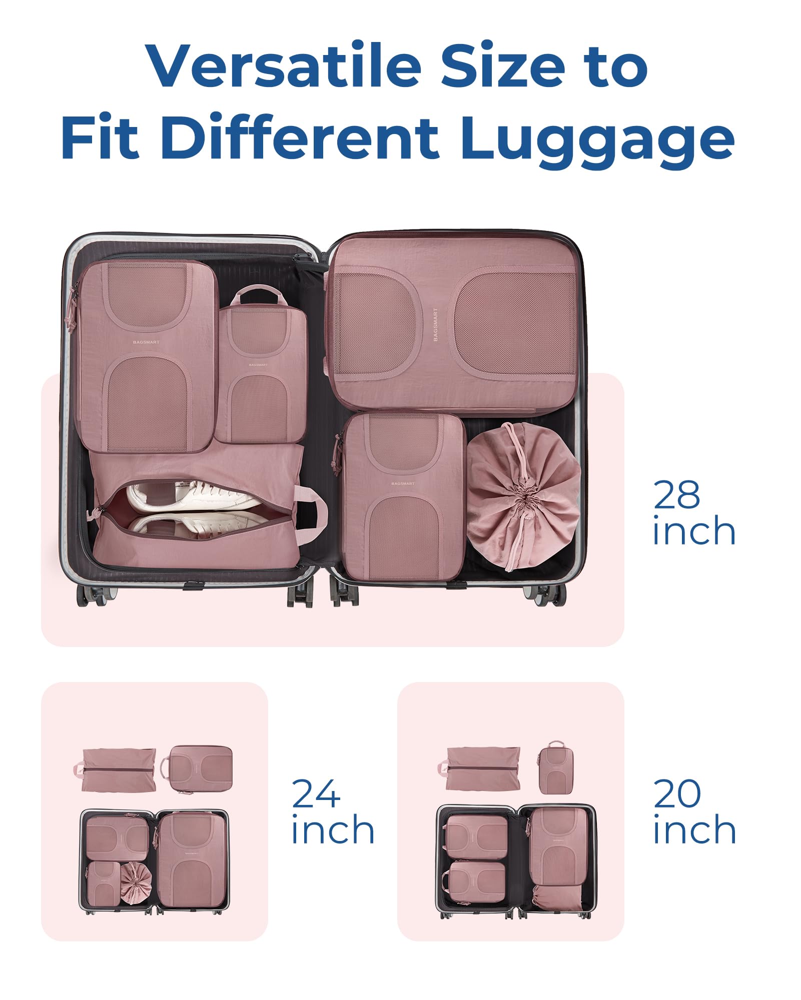 Foto 4 pulgar | Juego De 6 Cubos De Compresión Bagsmart Travel, Color Rosa Polvoriento - Venta Internacional.