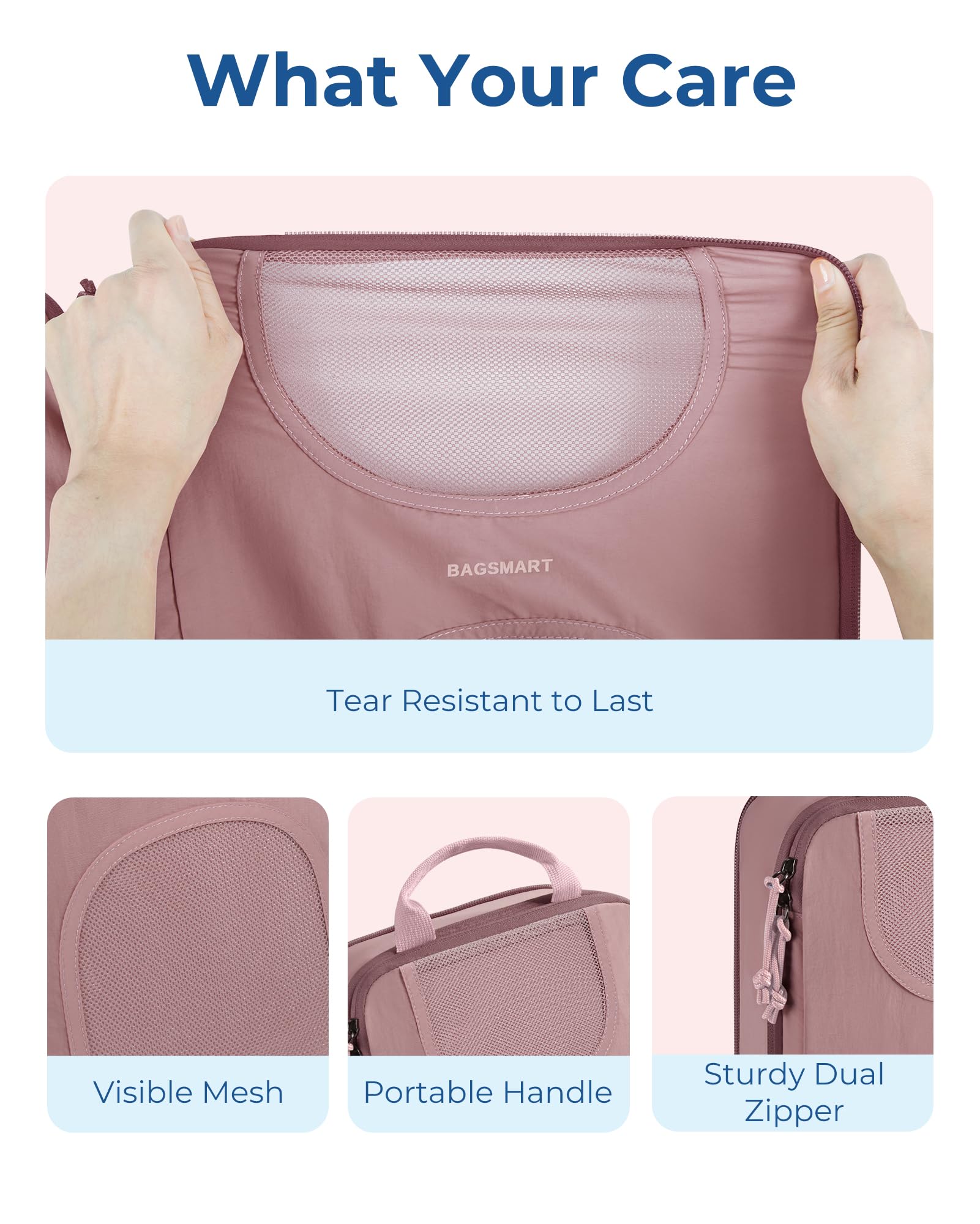 Foto 6 | Juego De 6 Cubos De Compresión Bagsmart Travel, Color Rosa Polvoriento - Venta Internacional.