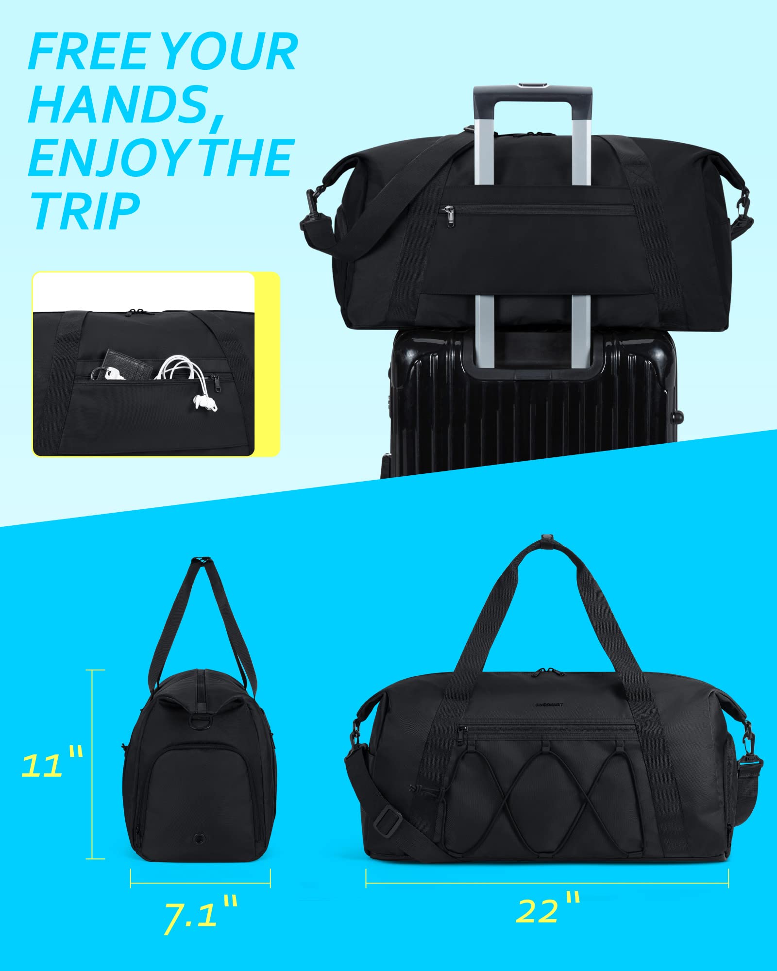 Foto 6 pulgar | Bolsa De Gimnasio Bagsmart Con Compartimento Para Zapatos, Resistente Al Agua, Rosa - Venta Internacional.