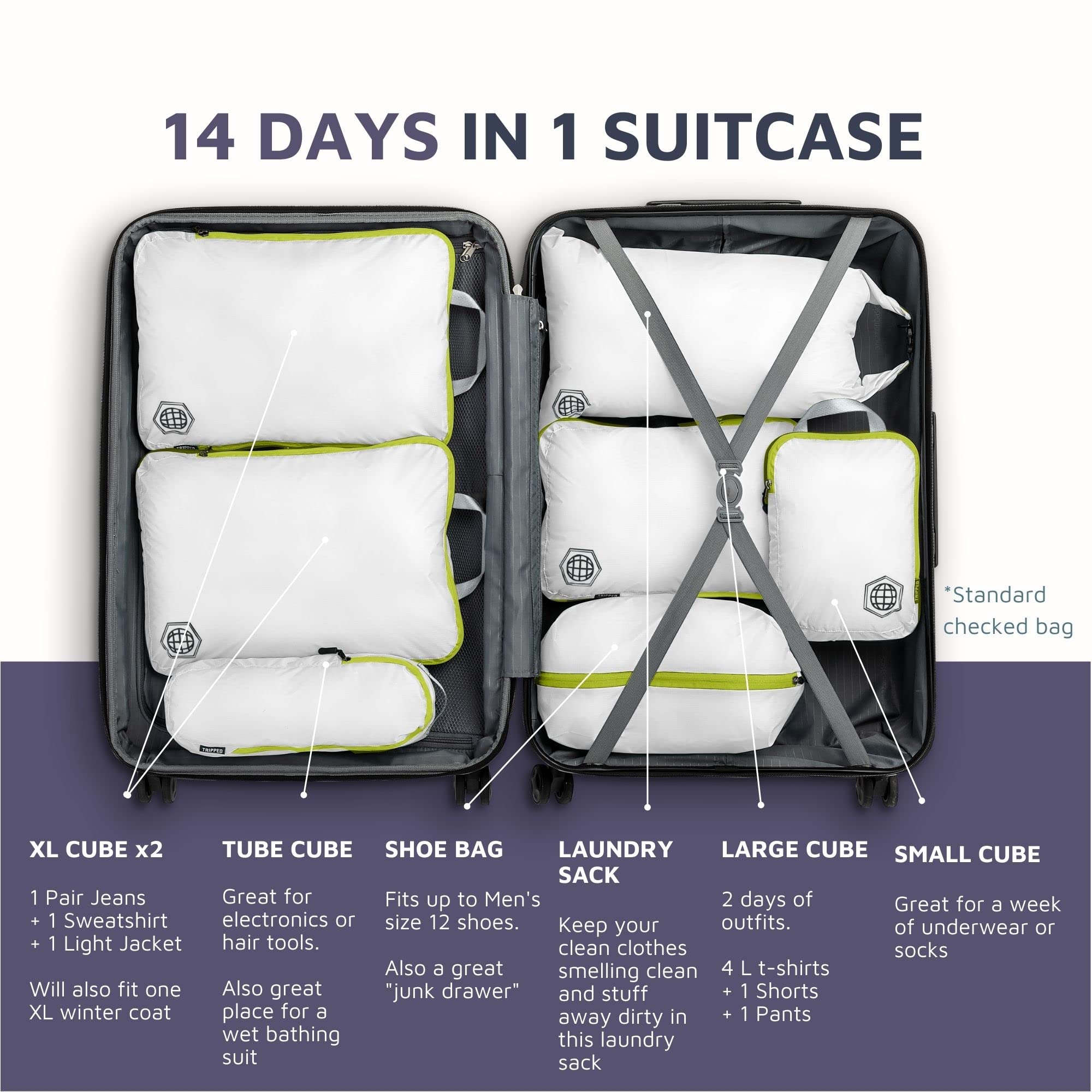 Foto 4 pulgar | Juego De 7 Piezas Packing Cubes Tripped Travel Gear Para Viajes - Venta Internacional.