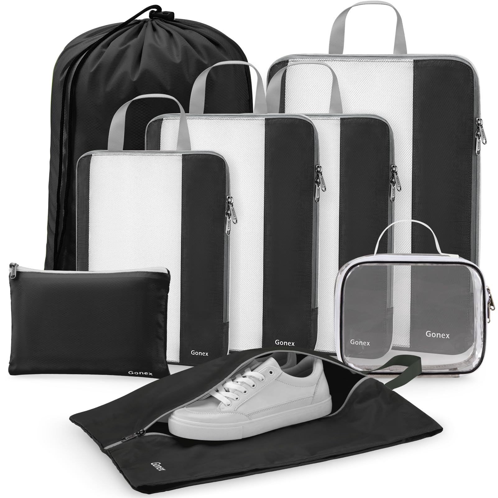 Foto 2 pulgar | Juego De Cubos De Compresión Gonex 8 Para Viajes, Color Negro - Venta Internacional.