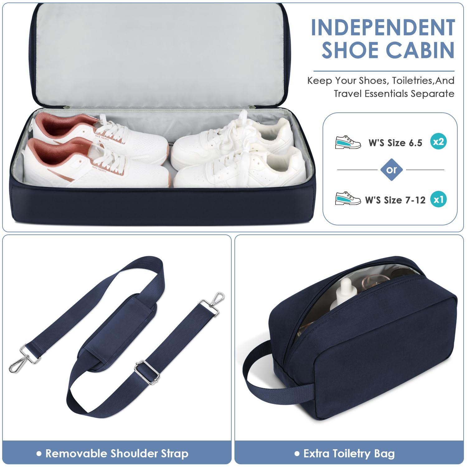 Foto 2 | Bolsa De Viaje Etronik Para Hombre Y Mujer Con Compartimento Para Zapatos 42 L, Color Azul - Venta Internacional.