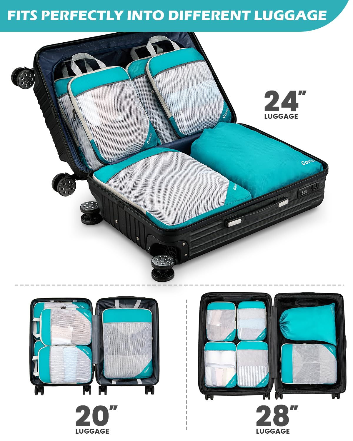 Foto 8 pulgar | Cubos De Compresión Gonex 1l+2m+2s Con Bolsa De Lavandería Azul - Venta Internacional.