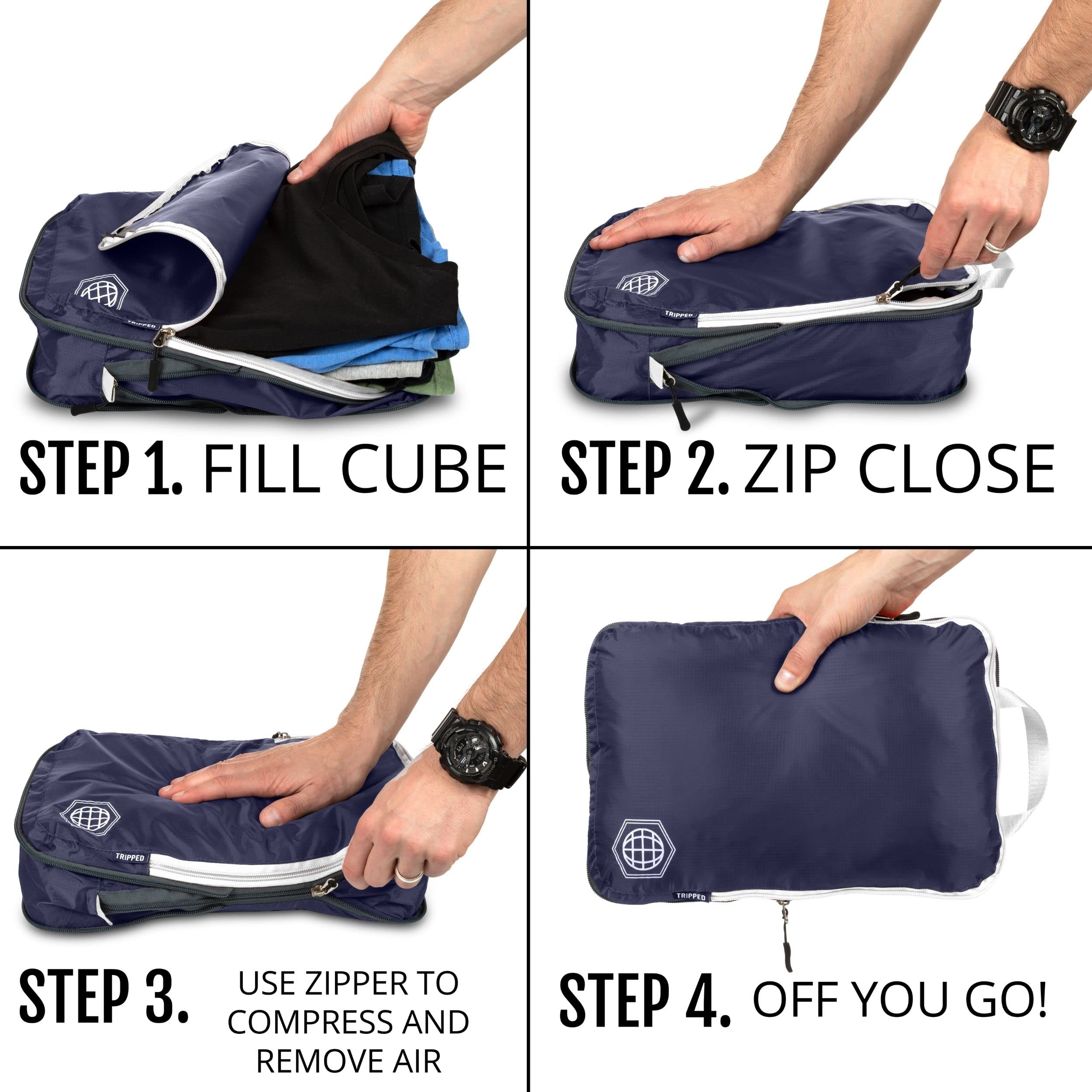 Foto 6 pulgar | Juego De 6 Piezas Con Cubos De Embalaje De Compresión Tripped Travel Gear - Venta Internacional.