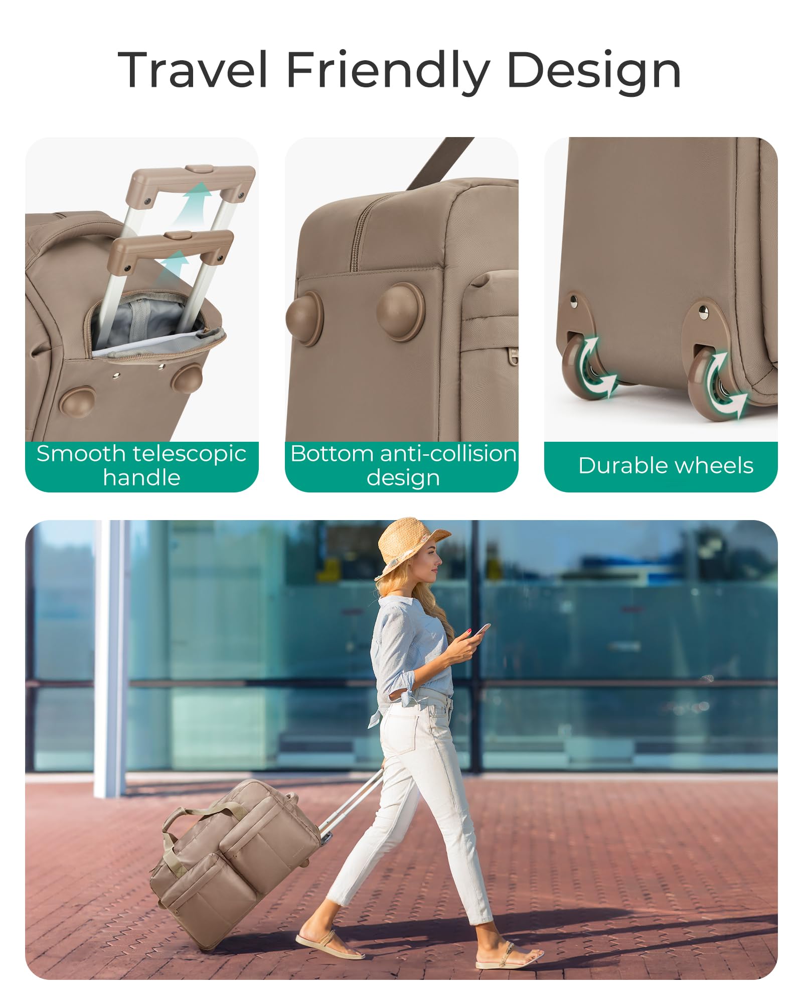 Foto 4 pulgar | Bolsa De Viaje Bagsmart Rolling Con Ruedas 55l Negra - Venta Internacional.