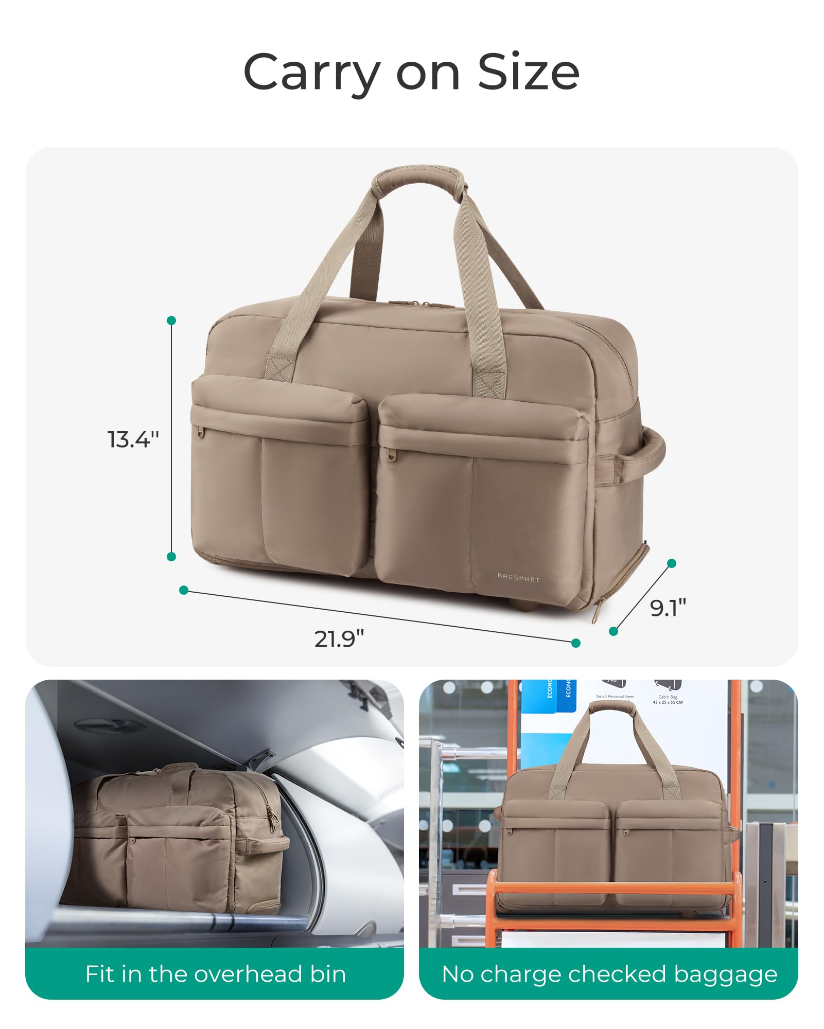 Foto 6 pulgar | Bolsa De Viaje Bagsmart Rolling Con Ruedas 55l Negra - Venta Internacional.