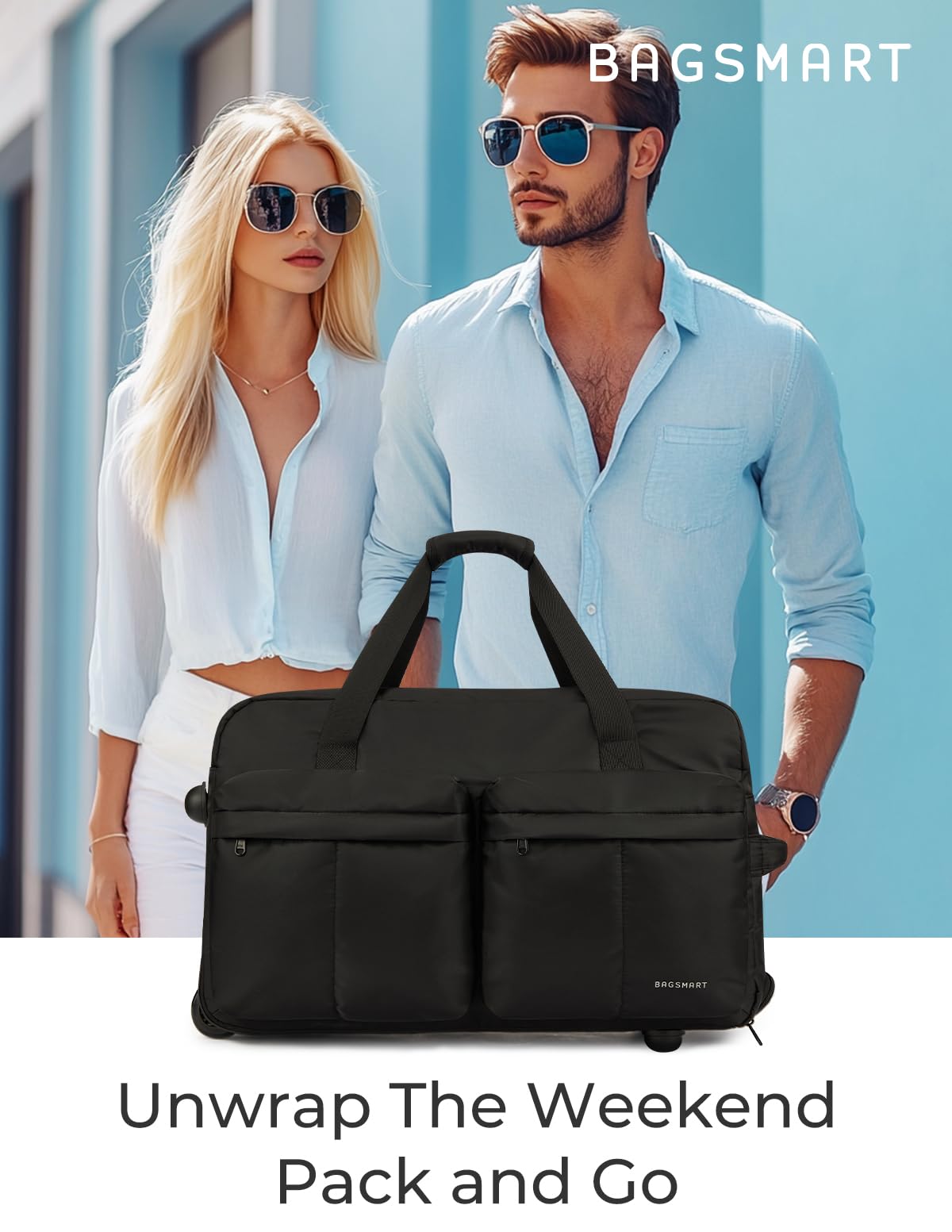 Foto 8 pulgar | Bolsa De Viaje Bagsmart Rolling Con Ruedas 55l Negra - Venta Internacional.