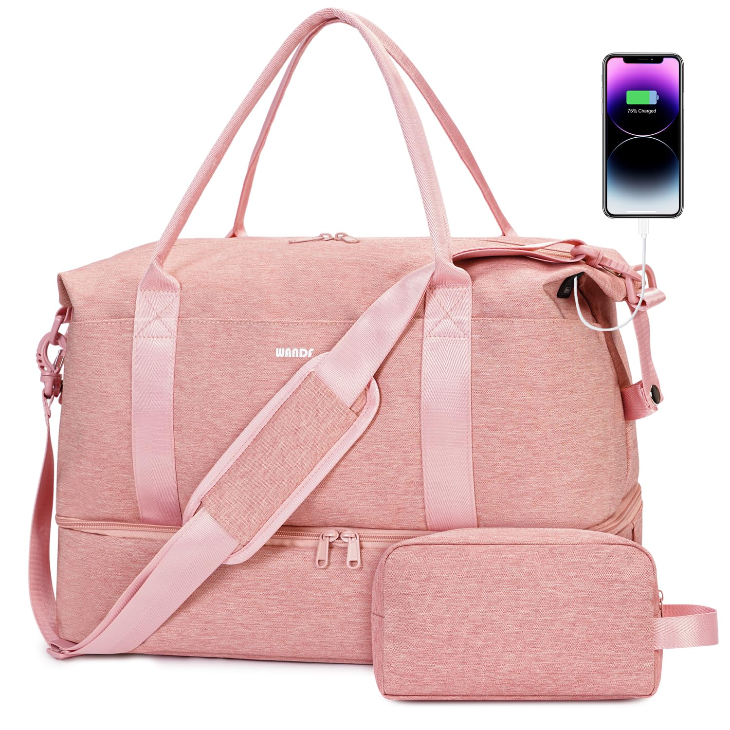 Foto 2 pulgar | Bolsa De Viaje Wandf Para Spirit Airlines Con Puerto Usb, Color Rosa - Venta Internacional.
