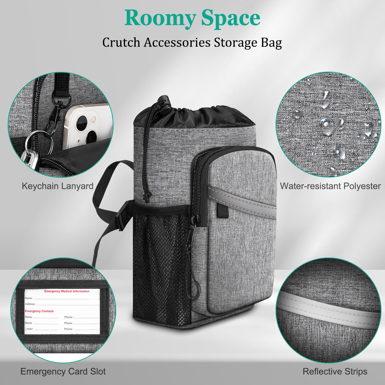 Foto 4 pulgar | Bolsa De Accesorios Para Muletas Finpac  Resistente Al Agua  Gris - Venta Internacional.