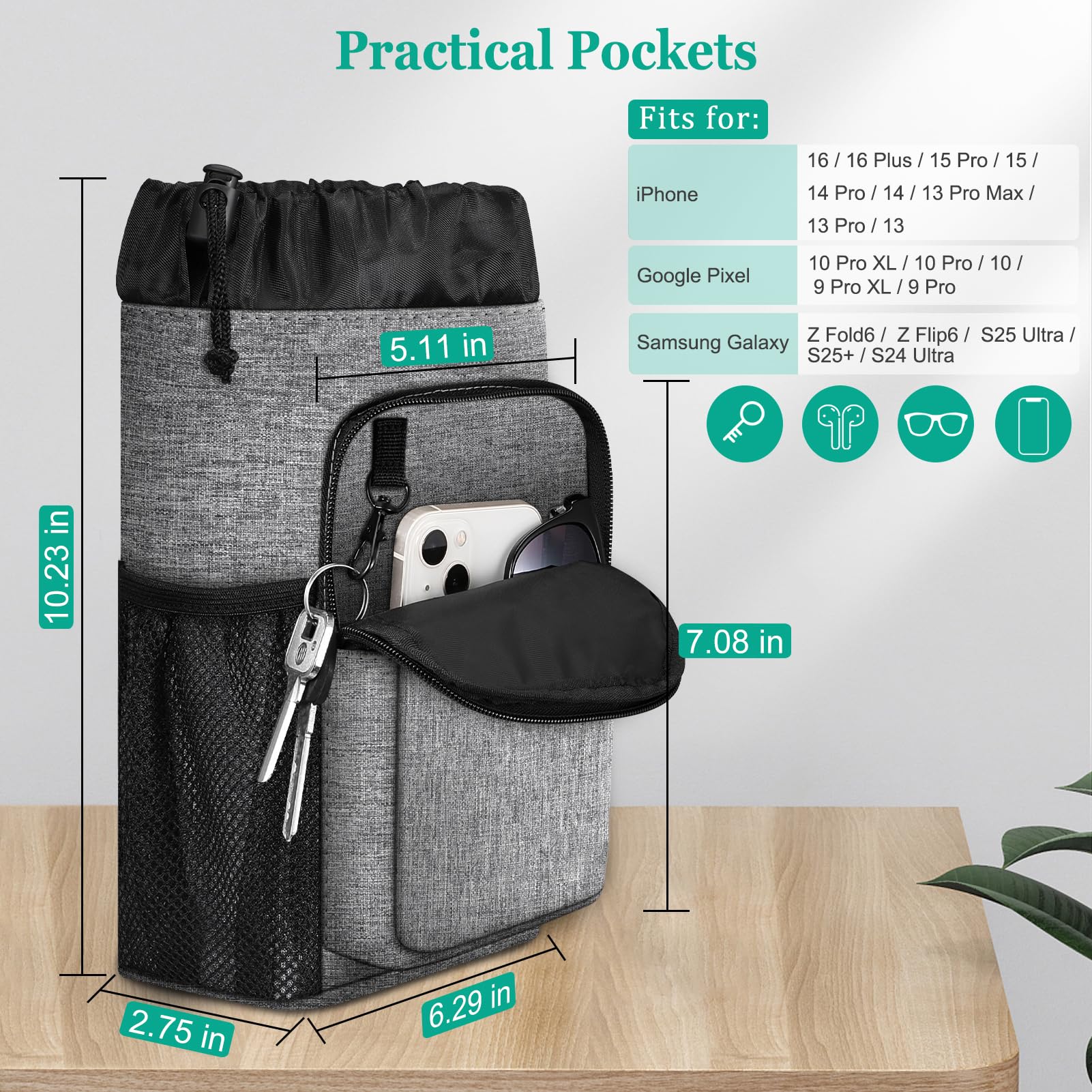 Foto 6 pulgar | Bolsa De Accesorios Para Muletas Finpac  Resistente Al Agua  Gris - Venta Internacional.