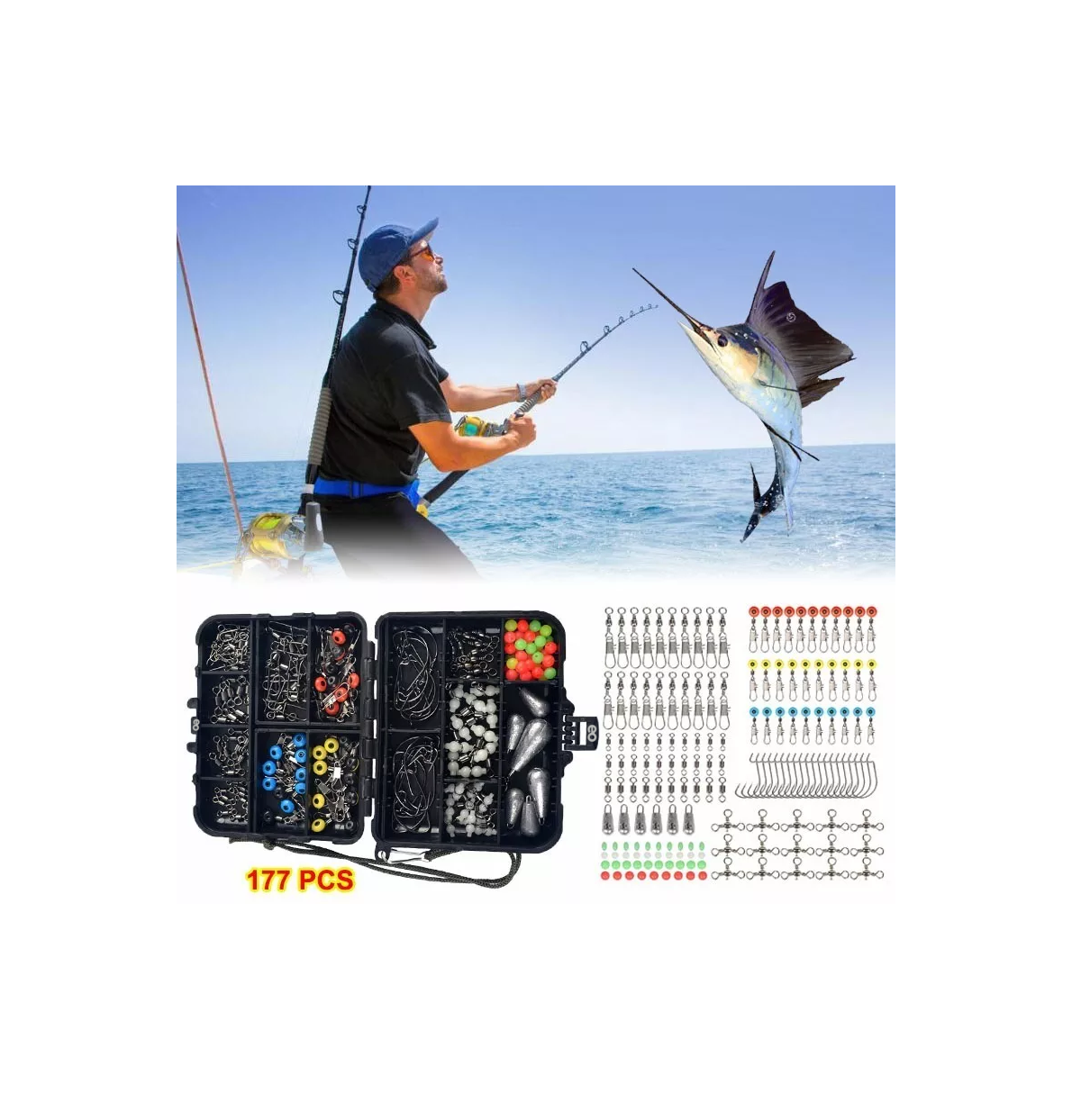 Foto 3 pulgar | Kit De Accesorios De Pesca 177 Piezas Con Caja Eo Safe Imports Esi-3784-1 Multicolor