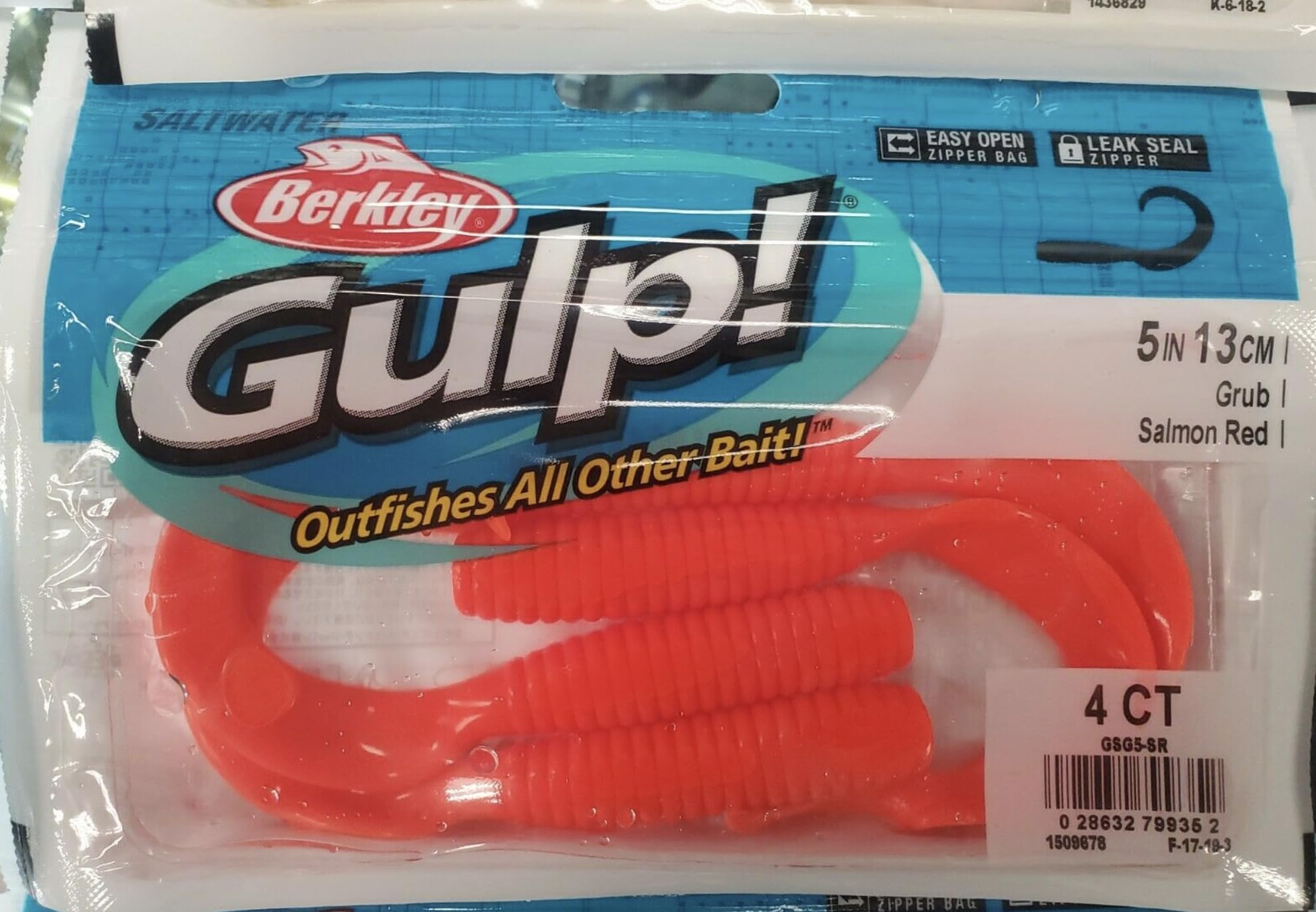 Foto 3 pulgar | Cebo De Pesca Suave Berkley Gulp! ¡grub Salmon Red 4 Para Saltwa! - Venta Internacional.