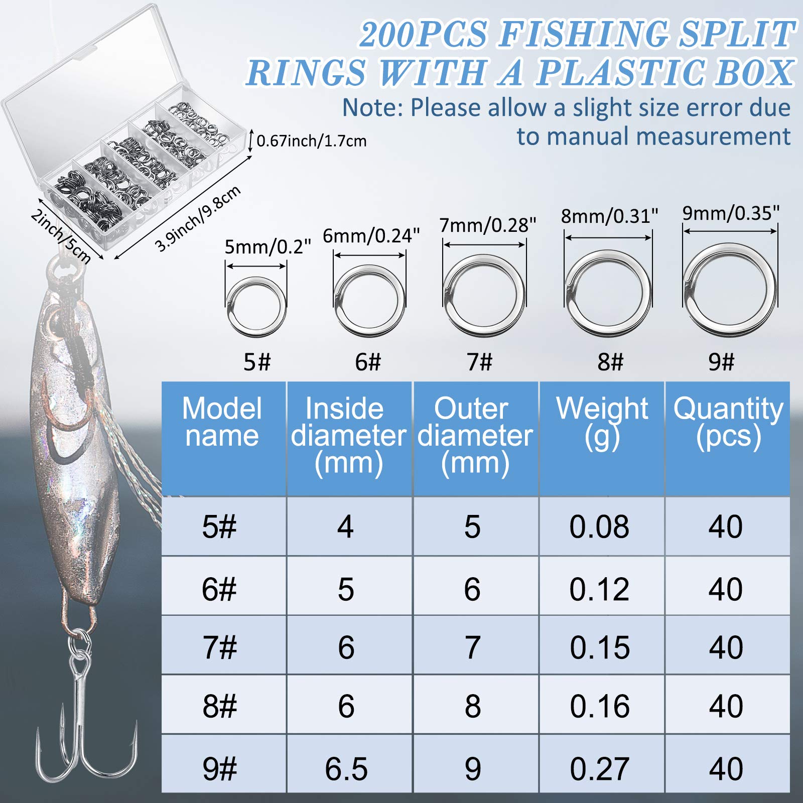 Foto 3 pulgar | Herramientas Para Aparejos De Pesca Skylety 200 Anillos De Pesca Divididos, 100 Anzuelos Triples - Venta Internacional.