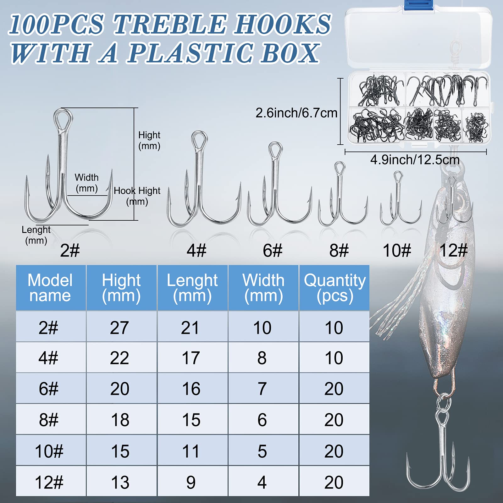 Foto 4 pulgar | Herramientas Para Aparejos De Pesca Skylety 200 Anillos De Pesca Divididos, 100 Anzuelos Triples - Venta Internacional.