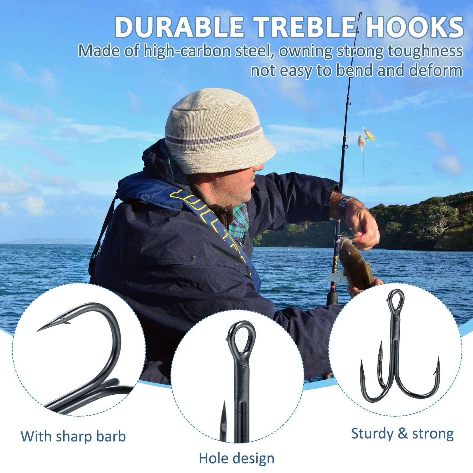 Foto 6 pulgar | Herramientas Para Aparejos De Pesca Skylety 200 Anillos De Pesca Divididos, 100 Anzuelos Triples - Venta Internacional.