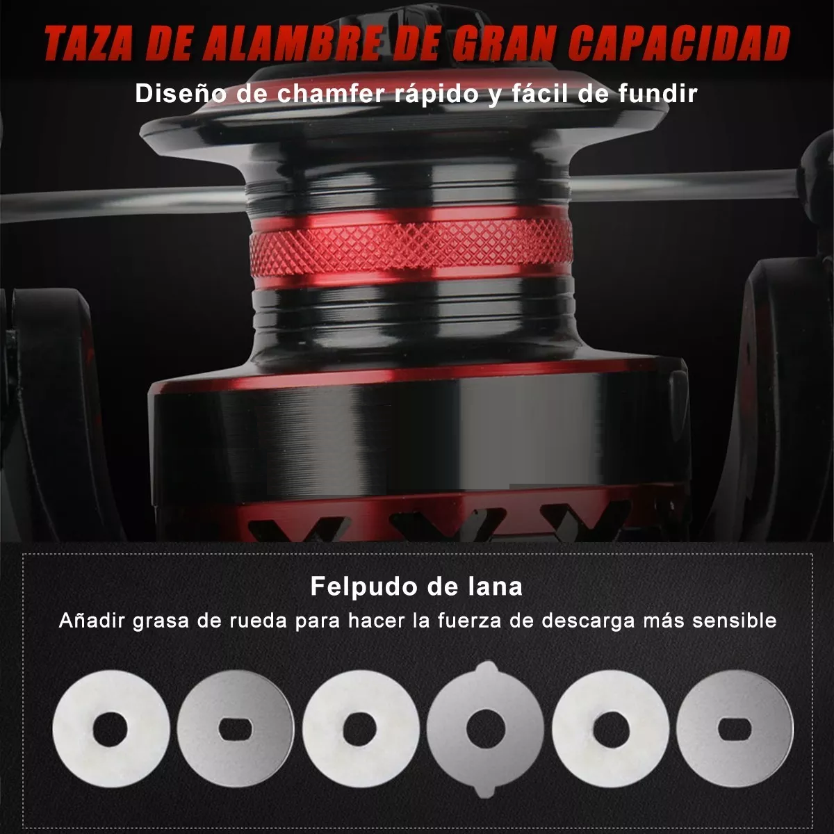 Foto 3 pulgar | Carrete De Pesca De Metal Con Giro Rápido Eo Safe Imports Esi-3940 color Rojo