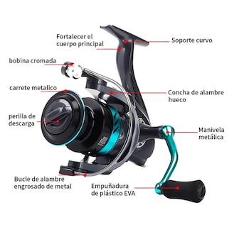 Foto 2 | Carrete Pesca Ligero Rueda Giratoria Rápida Xtellar Color Negro