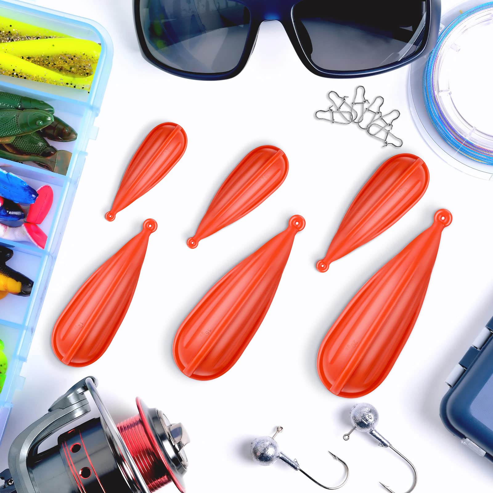 Foto 5 pulgar | Tapones De Pesca Skylety Para Niños, 6 Tamaños Variados, Color Naranja - Venta Internacional.
