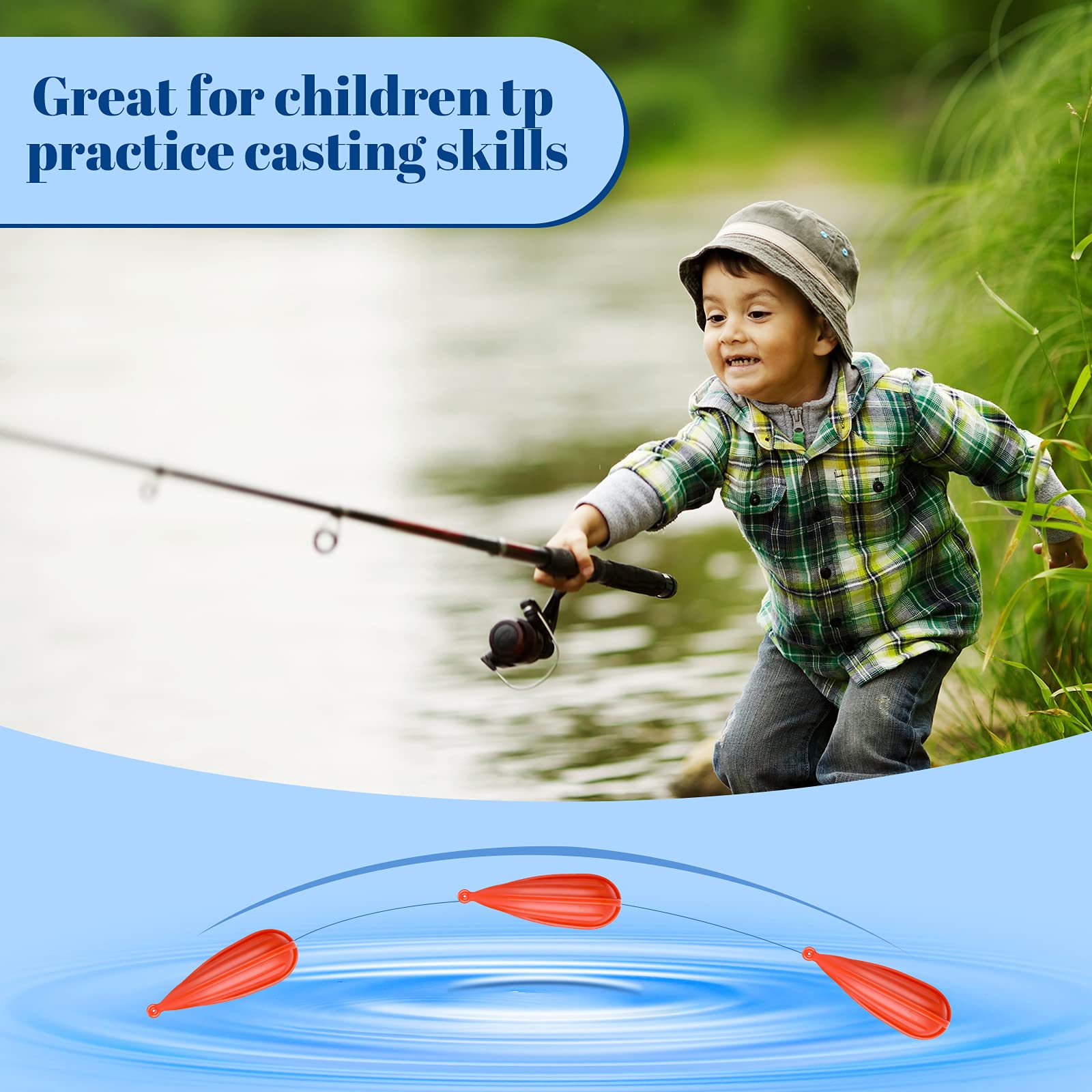 Foto 7 pulgar | Tapones De Pesca Skylety Para Niños, 6 Tamaños Variados, Color Naranja - Venta Internacional.