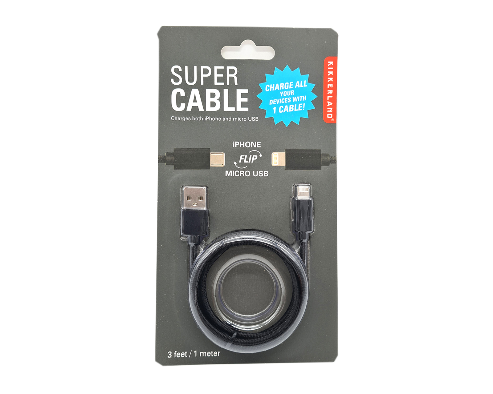 Foto 2 pulgar | Super Cable Kikkerland Entrada Micro USB y iPhone Us142-bk color Negro