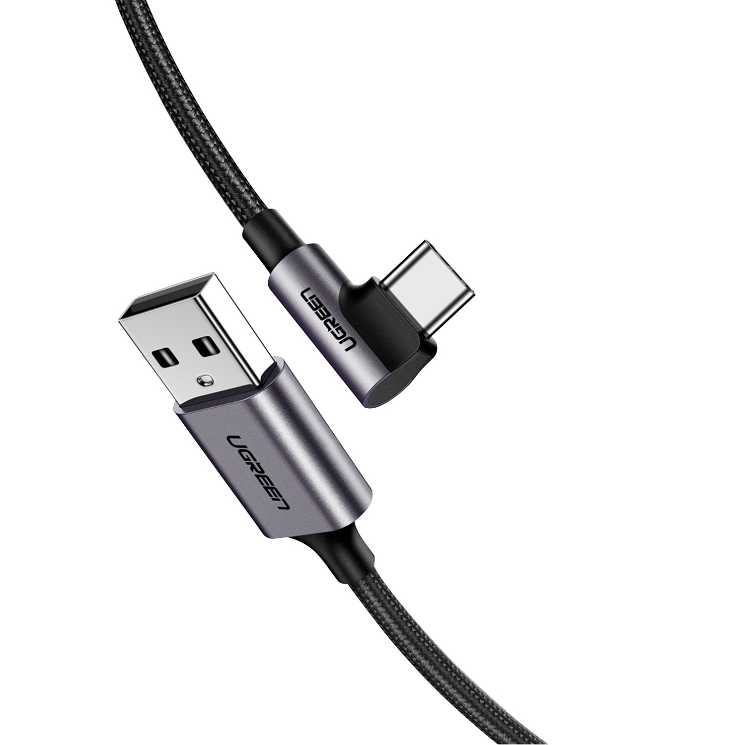 Cable de Carga Ugreen Usb en Angulo a Usb-c en Angulo de 2 m color Negro