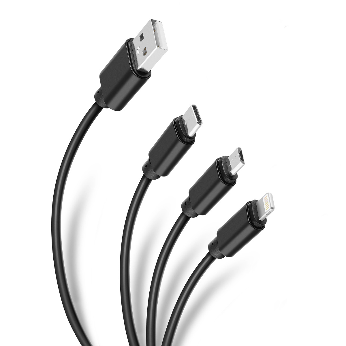 Foto 2 pulgar | Cable 3 en 1 Usb a Lightning/ Micro Usb/ Usb C Steren Pod-419 Negro