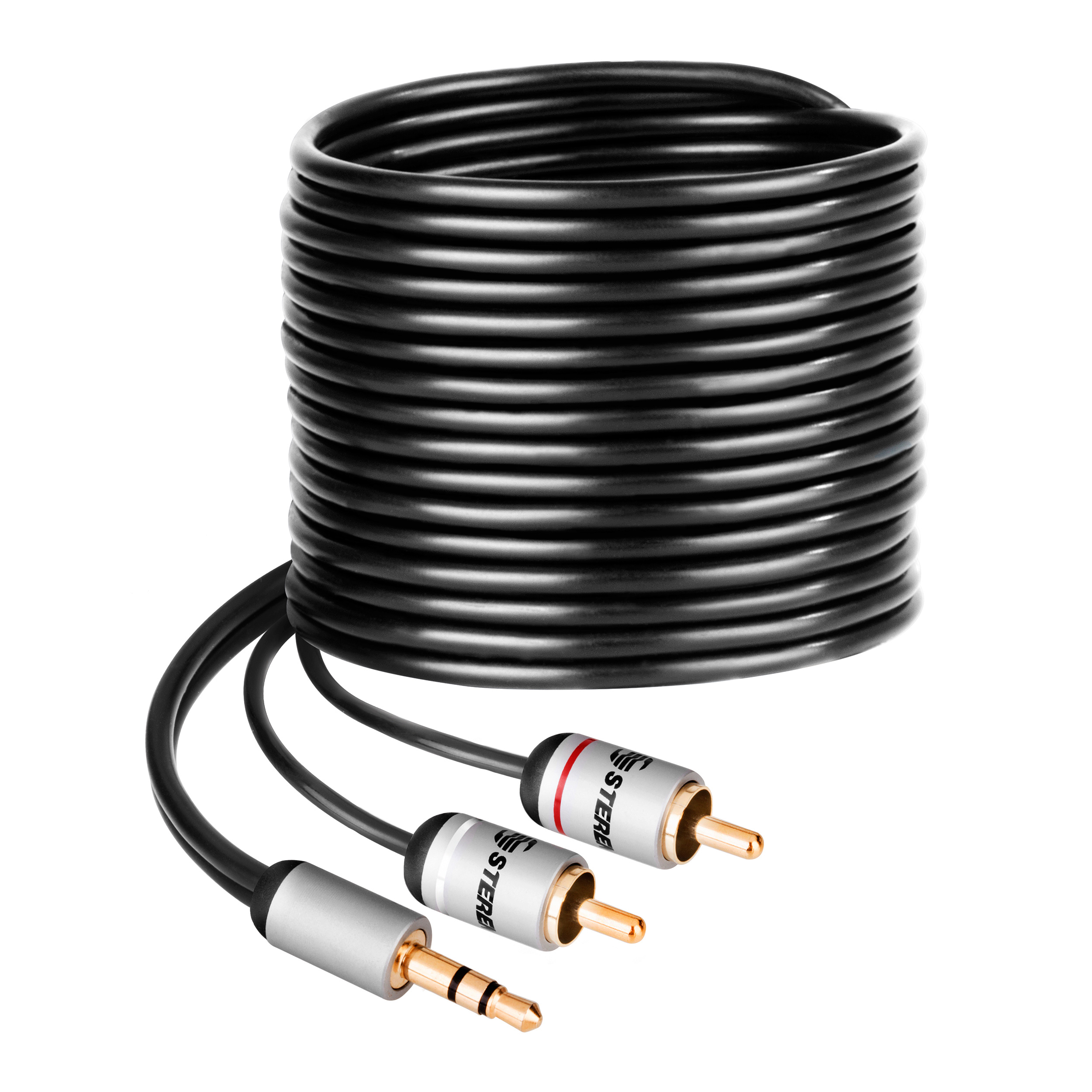 Cable Steren Plug 3,5 Mm A 2 Plug Rca De 1,8 M Ultra delgado y Conectores Reforzados 297-045