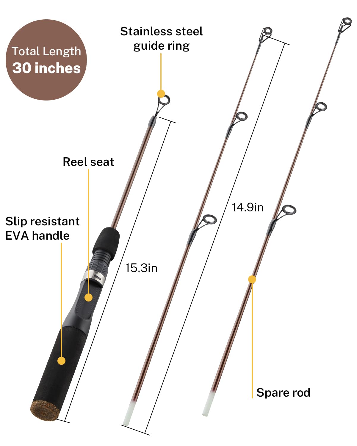 Foto 4 pulgar | Caña De Pescar En Hielo Combo Gonex 30 De Carbono Medio Ligero - Venta Internacional.