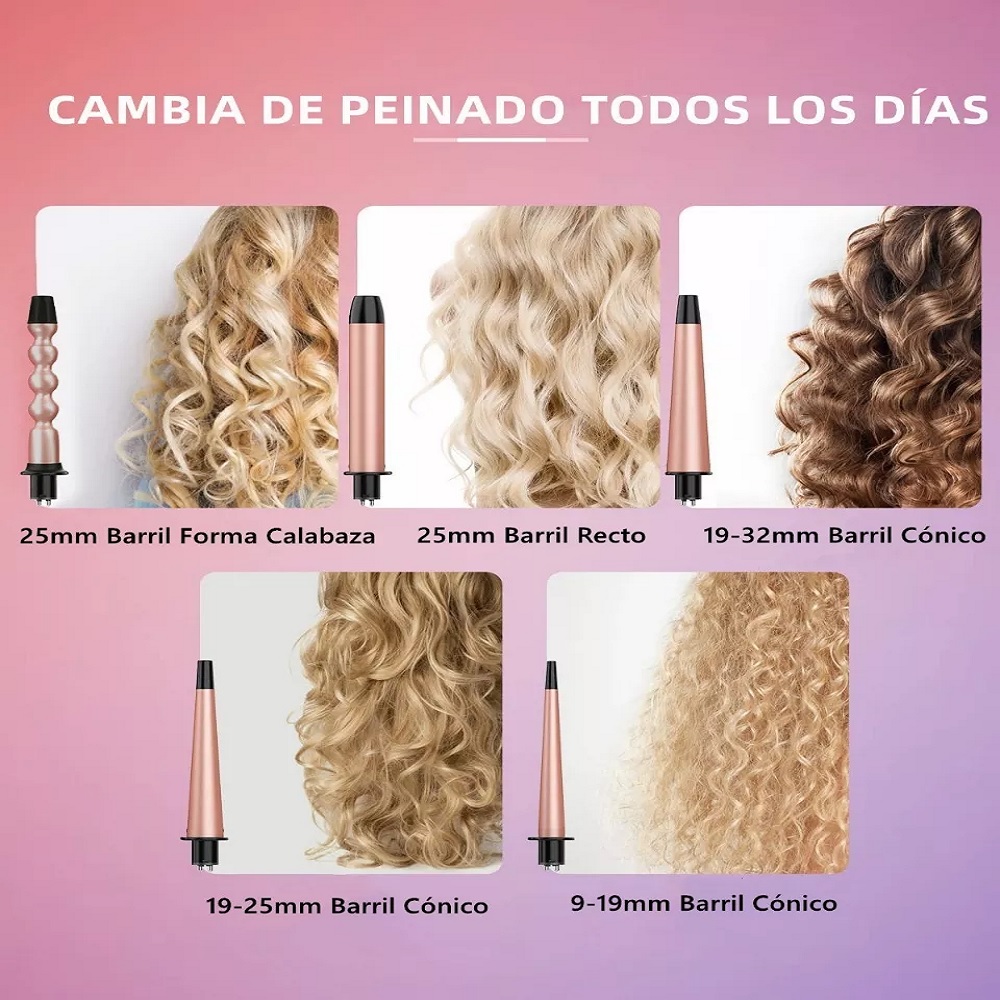 Foto 4 pulgar | Rizador De Cabello Cerámica Malubero Rosa 5 En 1