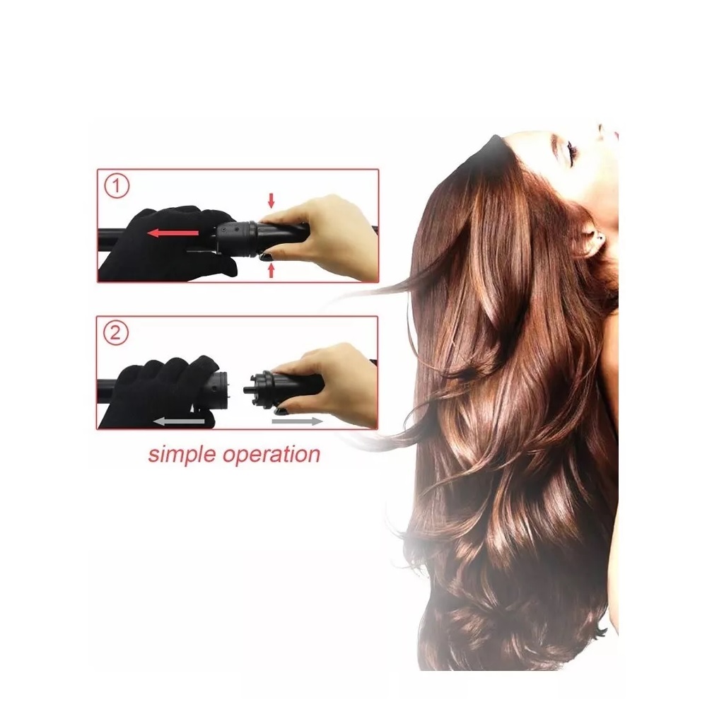 Foto 3 | Rizadora de Cabello 6 en 1 de Cerámica Malubero color Negro